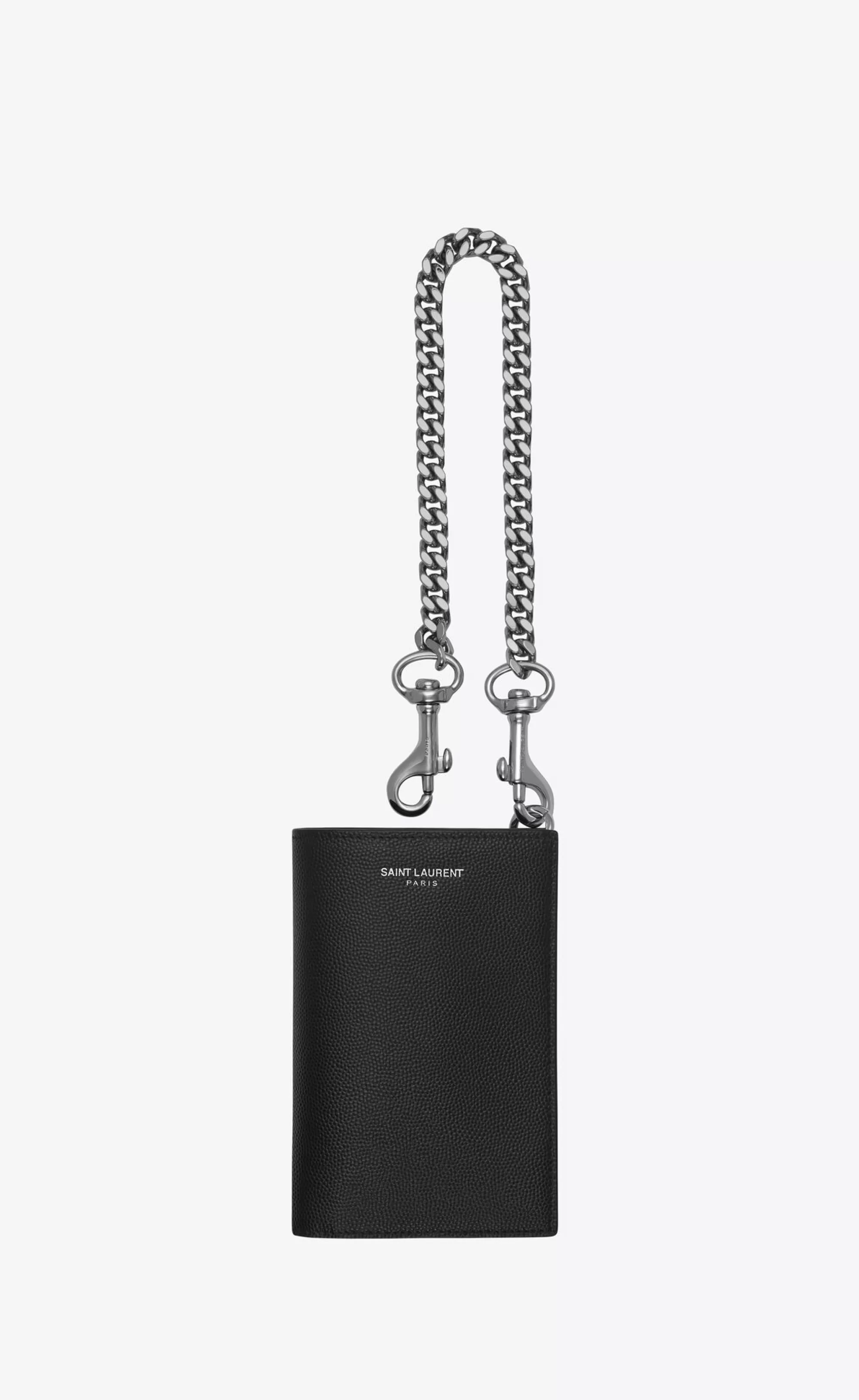 Saint Laurent WALLETS^N/S Chain Wallet In Grain De Poudre Embossed Leather | | YSL.com