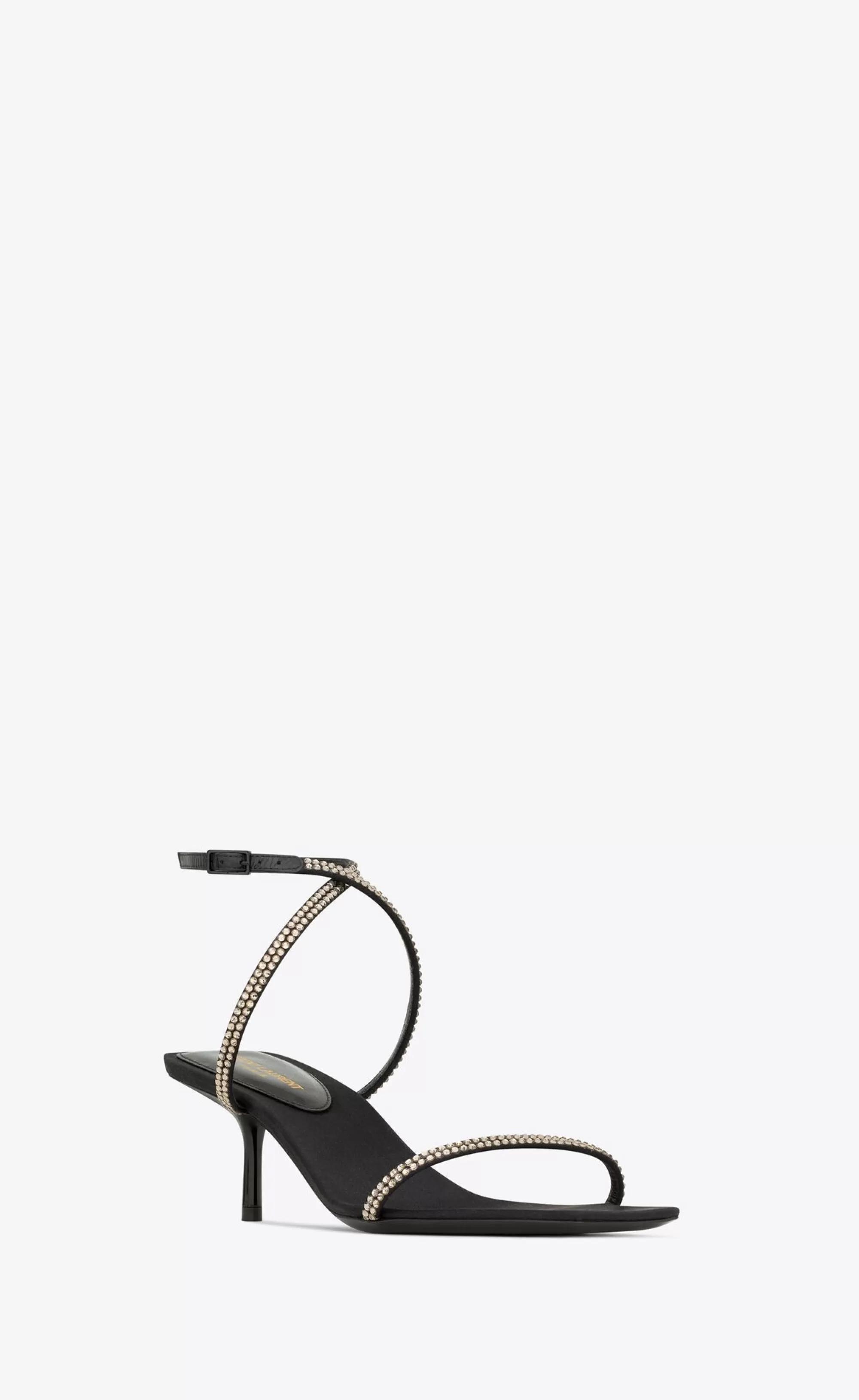 Women Saint Laurent High Heel Sandals^Nuit Sandals In Crepe Satin And Rhinestones | | YSL.com