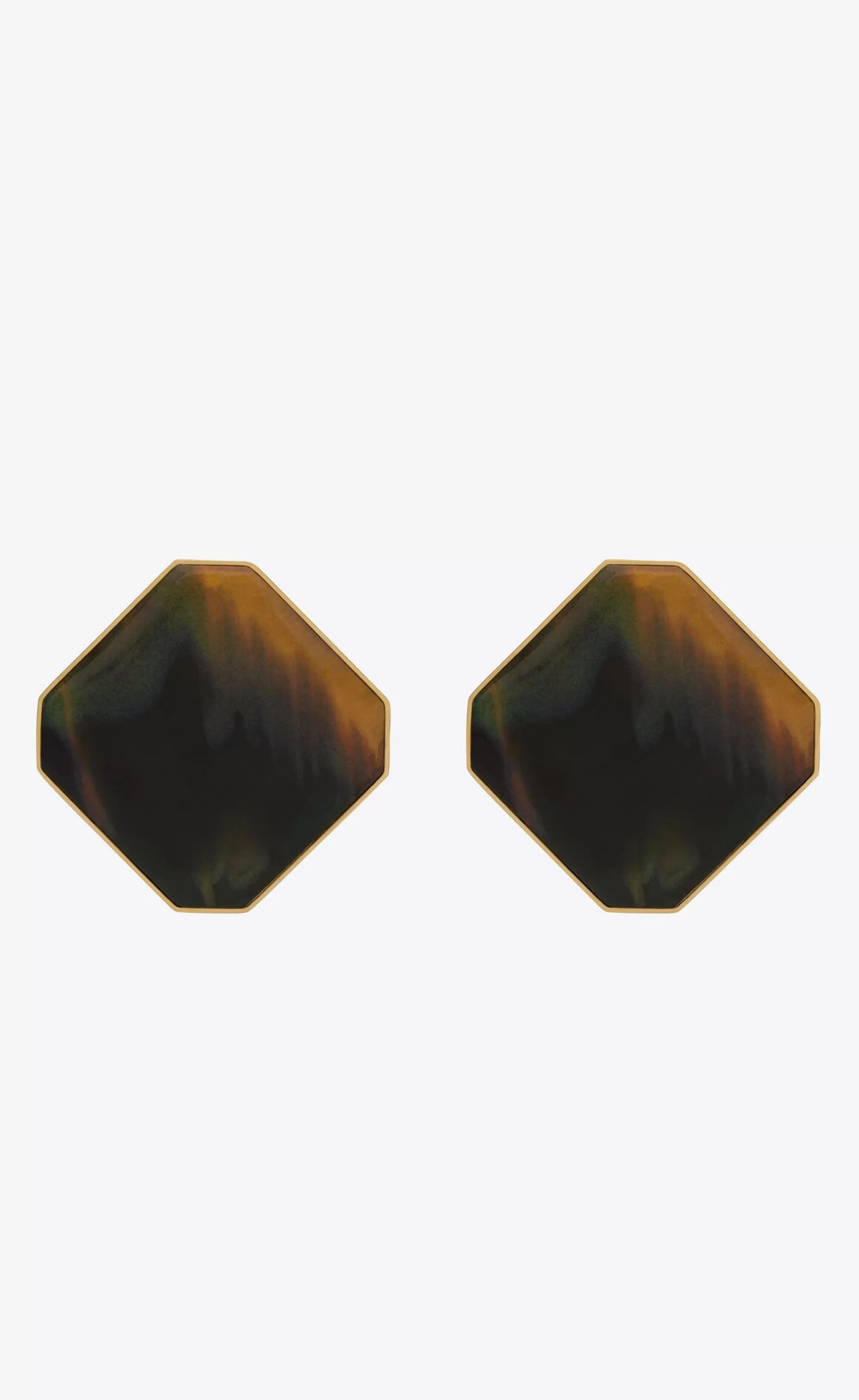 Women Saint Laurent EARRINGS^Octagon Cabochon Earrings In Resin | | YSL.com