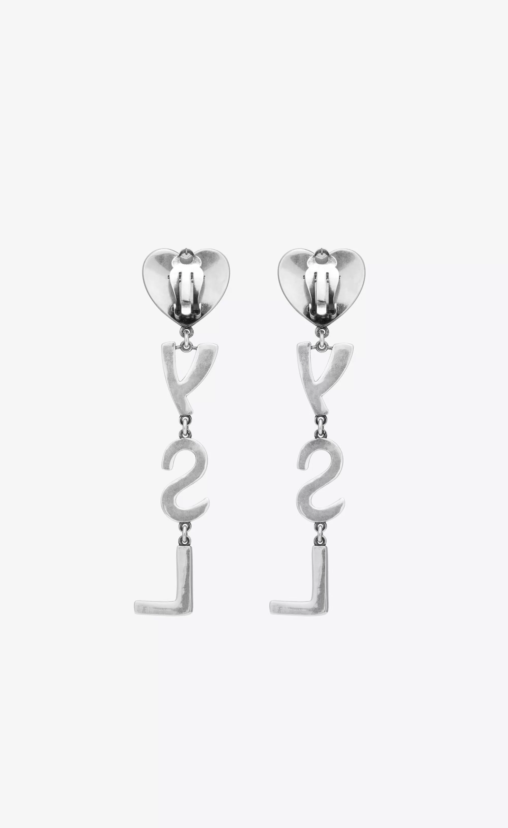Women Saint Laurent EARRINGS^Opyum Heart Earrings In Metal And Crystal | | YSL.com
