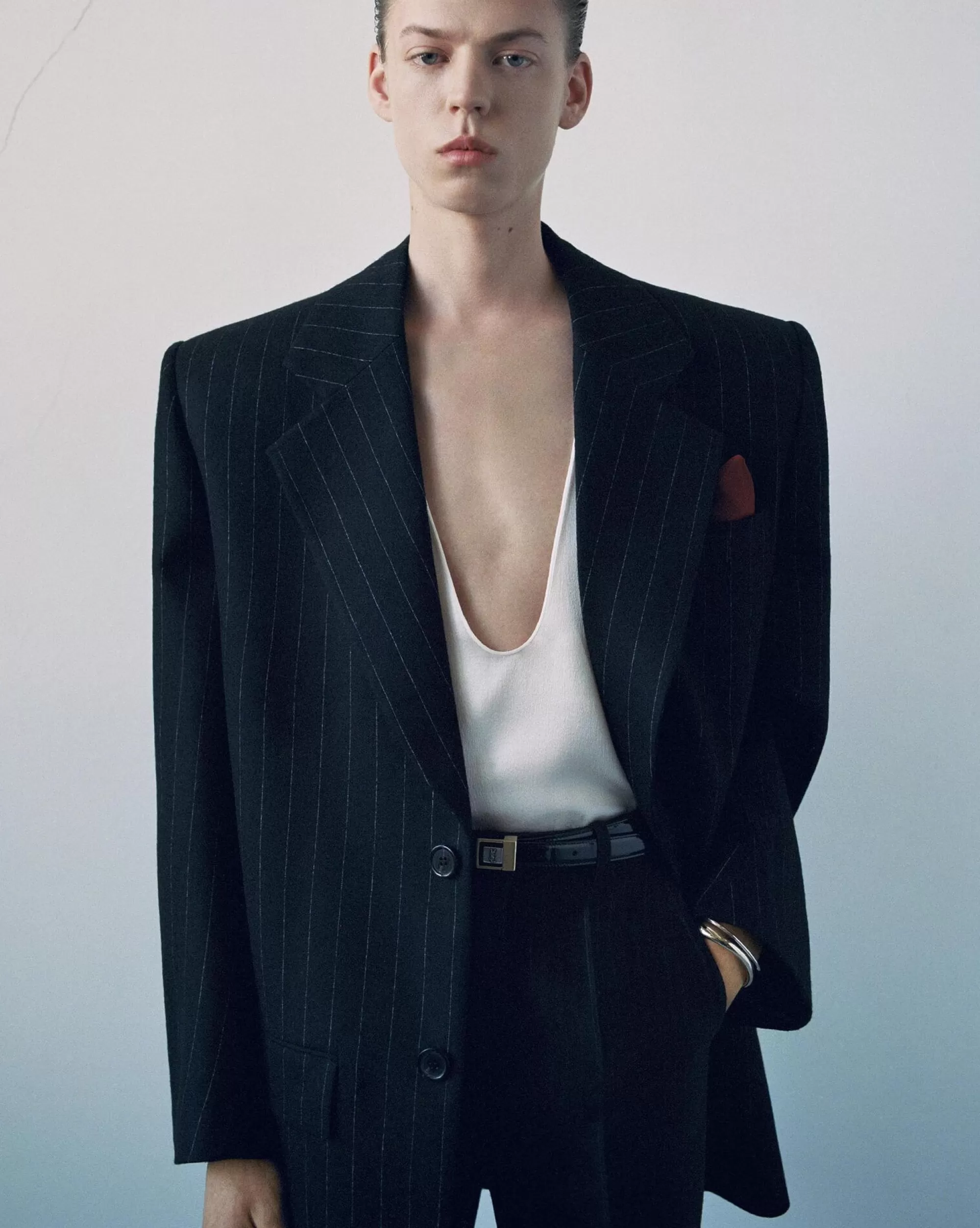 Saint Laurent ALL READY TO WEAR | JACKETS AND PANTS^Oversized Jacket In Pinstripe Wool Felt | | YSL.com