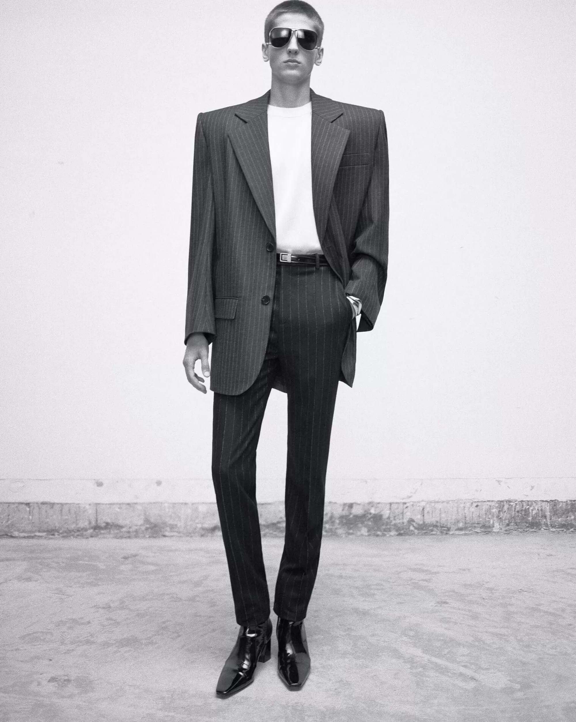 Saint Laurent ALL READY TO WEAR | JACKETS AND PANTS^Oversized Jacket In RIVE GAUCHE Striped Flannel | | YSL.com