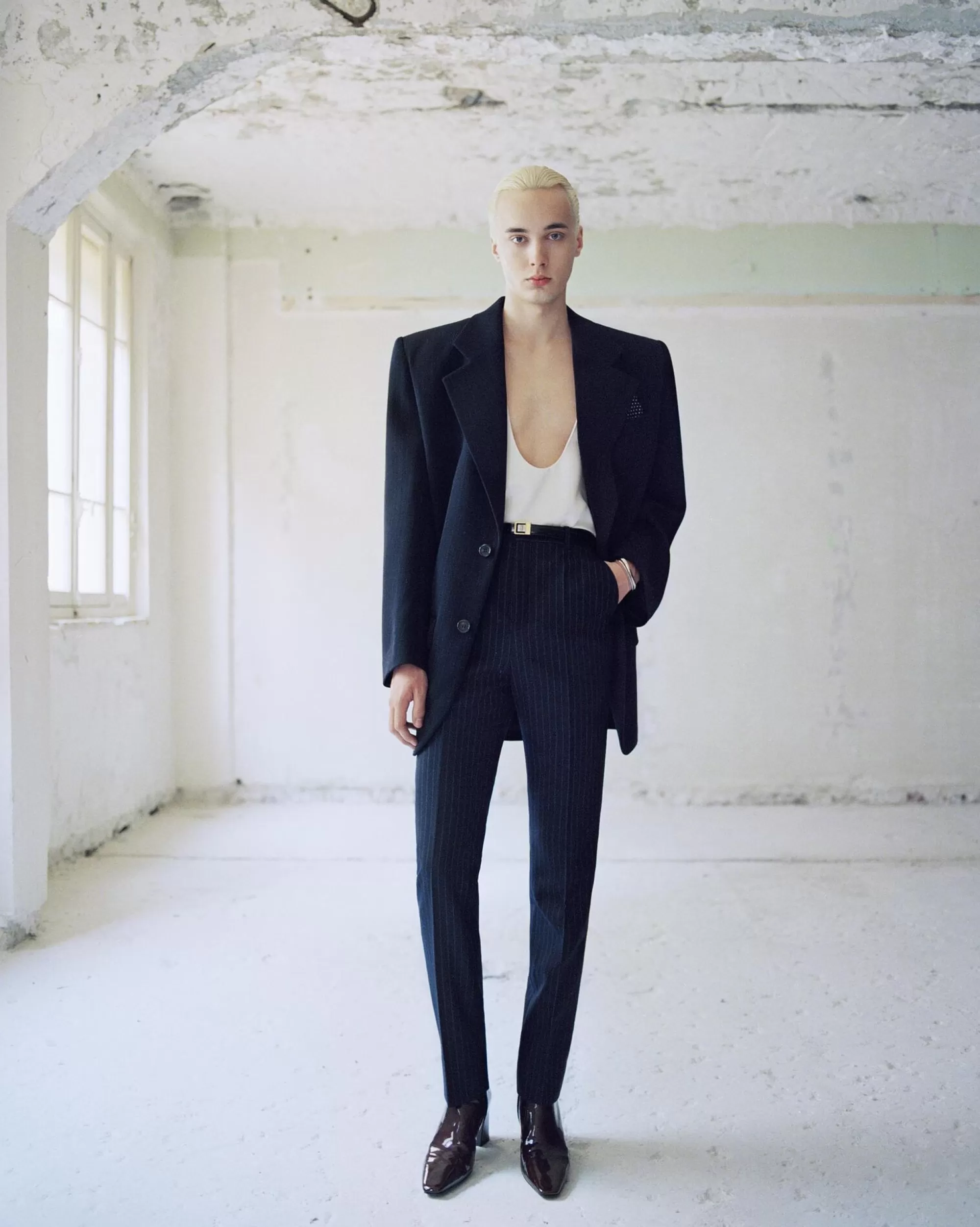 Saint Laurent ALL READY TO WEAR | JACKETS AND PANTS^Oversized Jacket In Striped Wool | | YSL.com