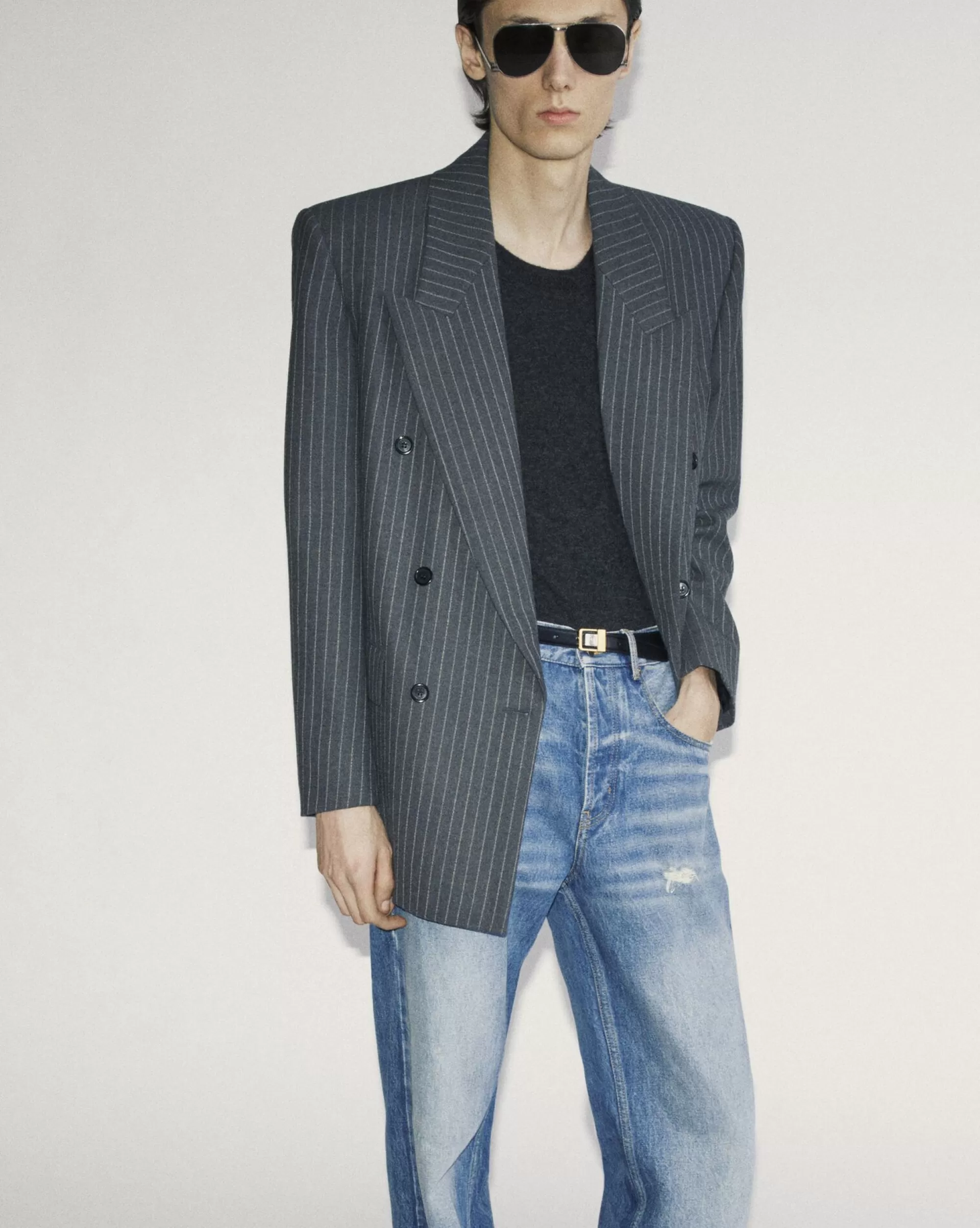 Saint Laurent ALL READY TO WEAR | JACKETS AND PANTS^Oversized Jacket In Striped Wool Flannel | | YSL.com