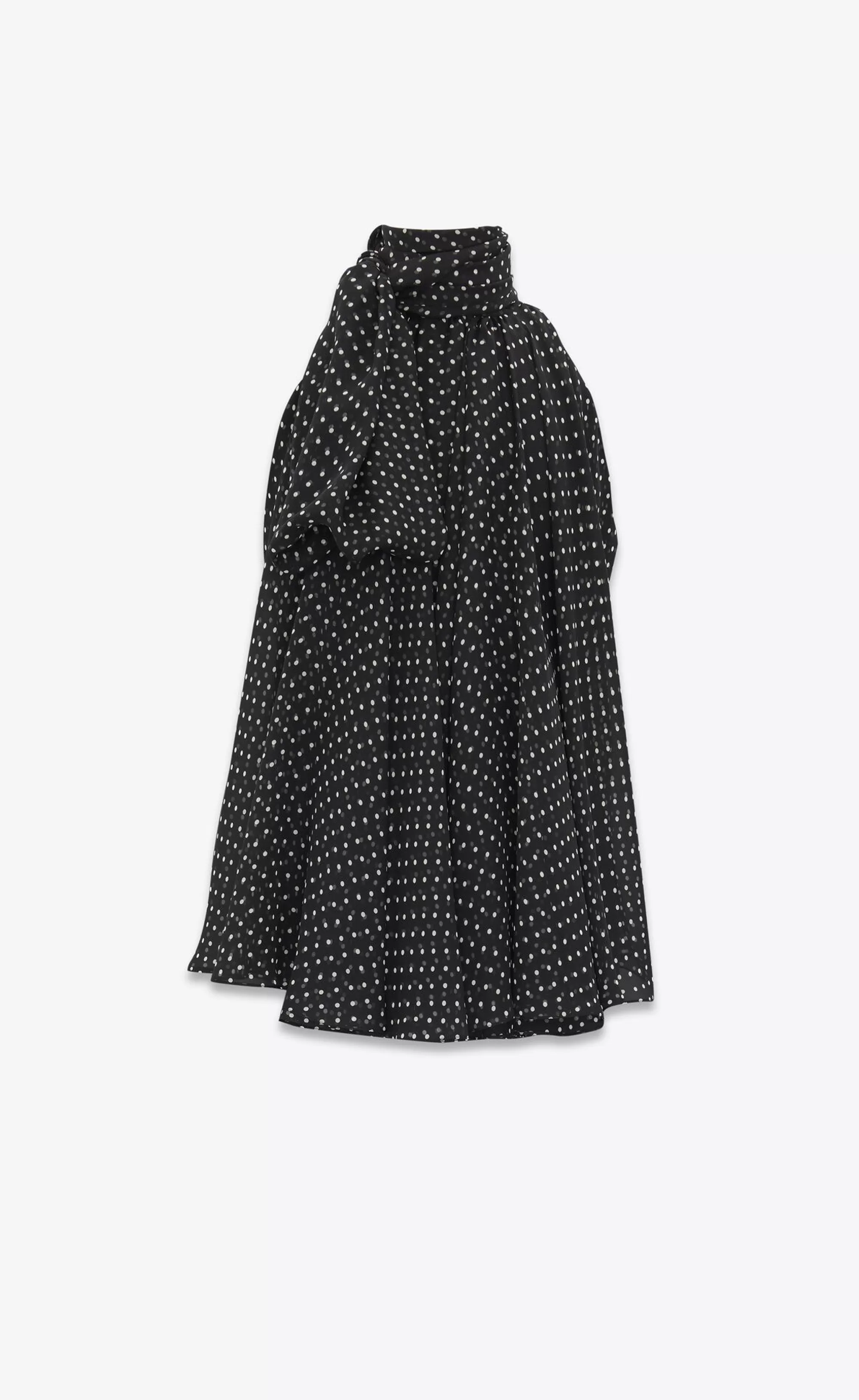 Saint Laurent ALL READY TO WEAR | SHIRTS^Oversized Lavallière-neck Top In Dotted Silk Muslin | | YSL.com