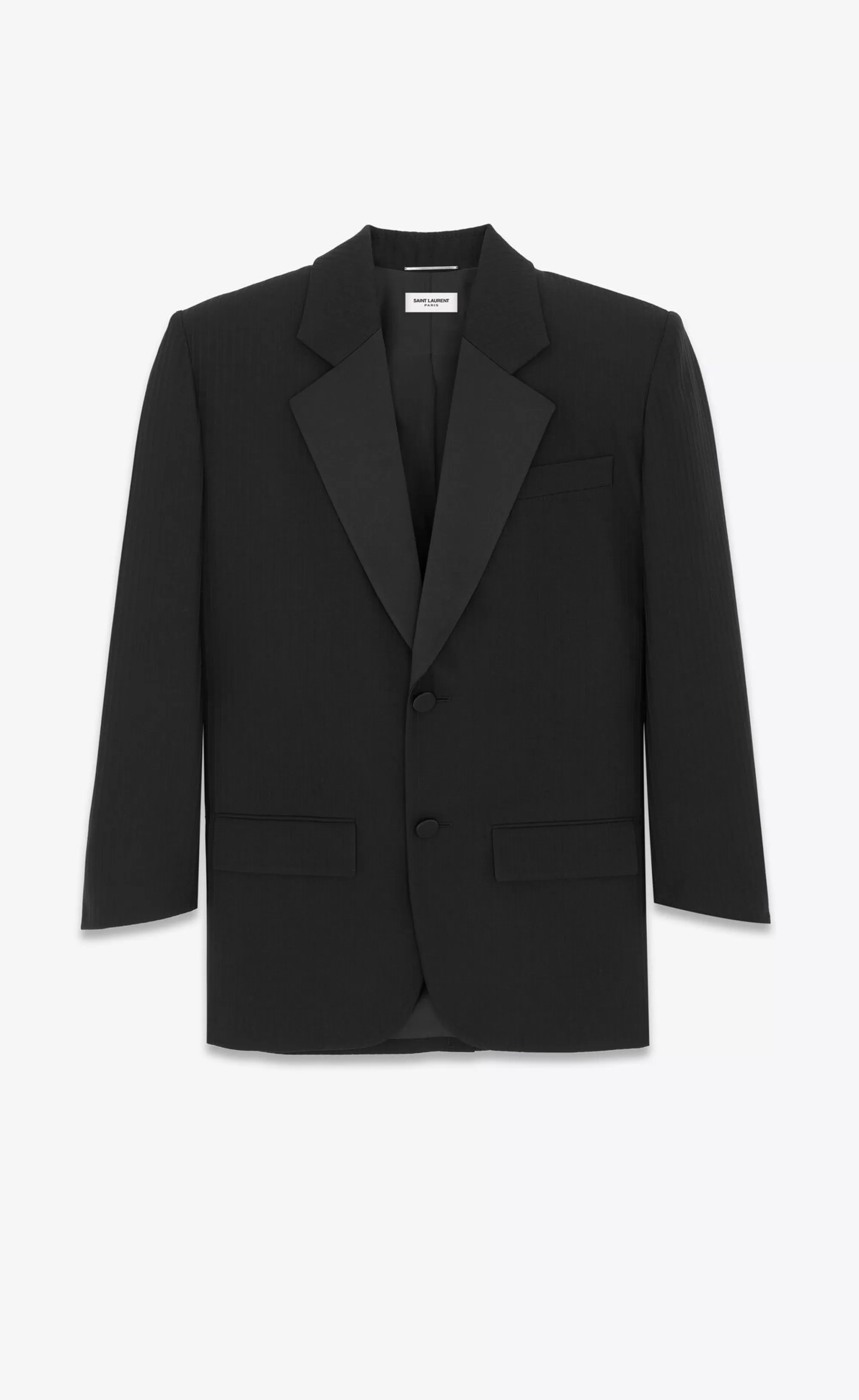 Saint Laurent ALL READY TO WEAR | SMOKING^Oversized Tuxedo Jacket In Raised-stripe Wool | | YSL.com