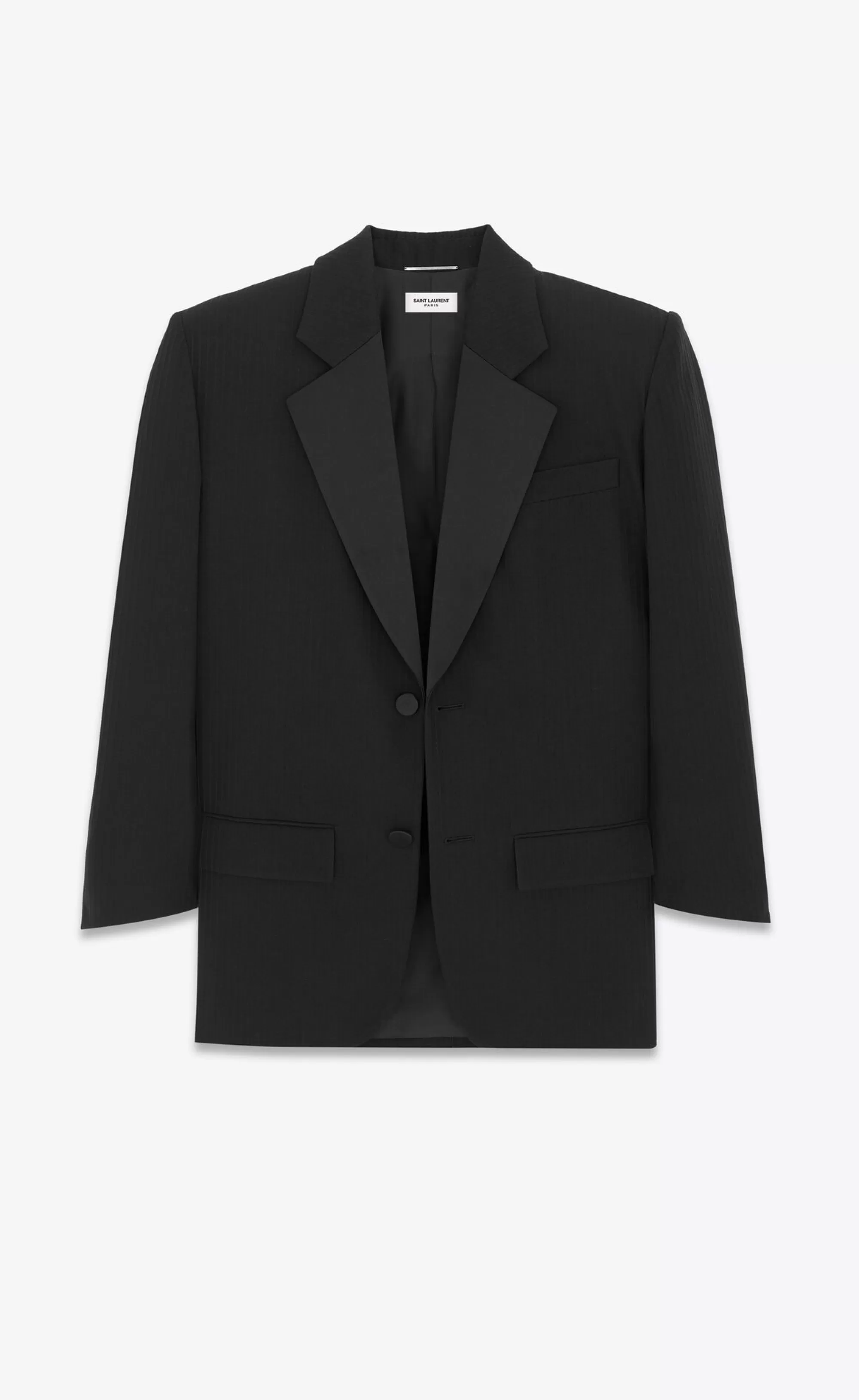 Saint Laurent ALL READY TO WEAR | SMOKING^Oversized Tuxedo Jacket In Raised-stripe Wool | | YSL.com