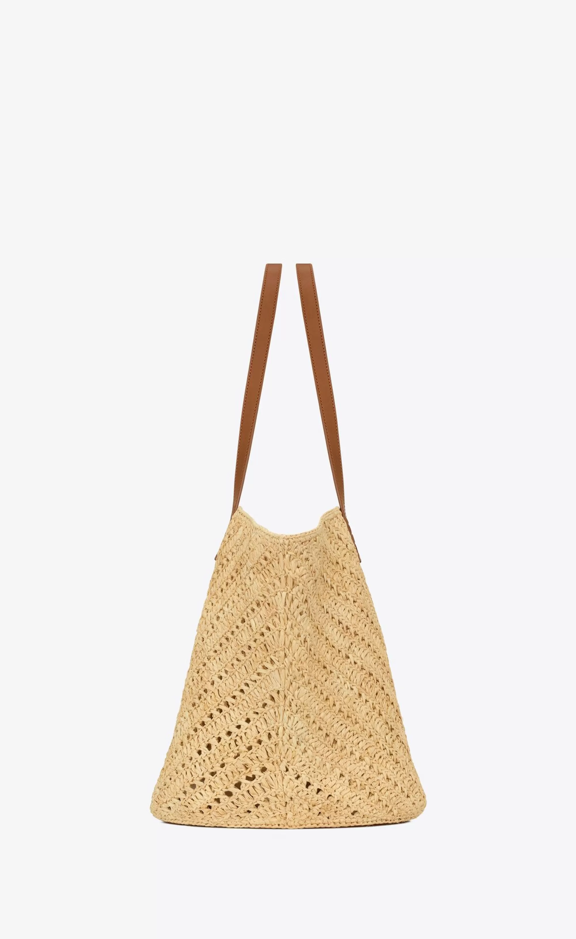 Women Saint Laurent TOTES AND SHOPPINGS^Panier Medium In Raffia And Vegetable-tanned Leather | | YSL.com