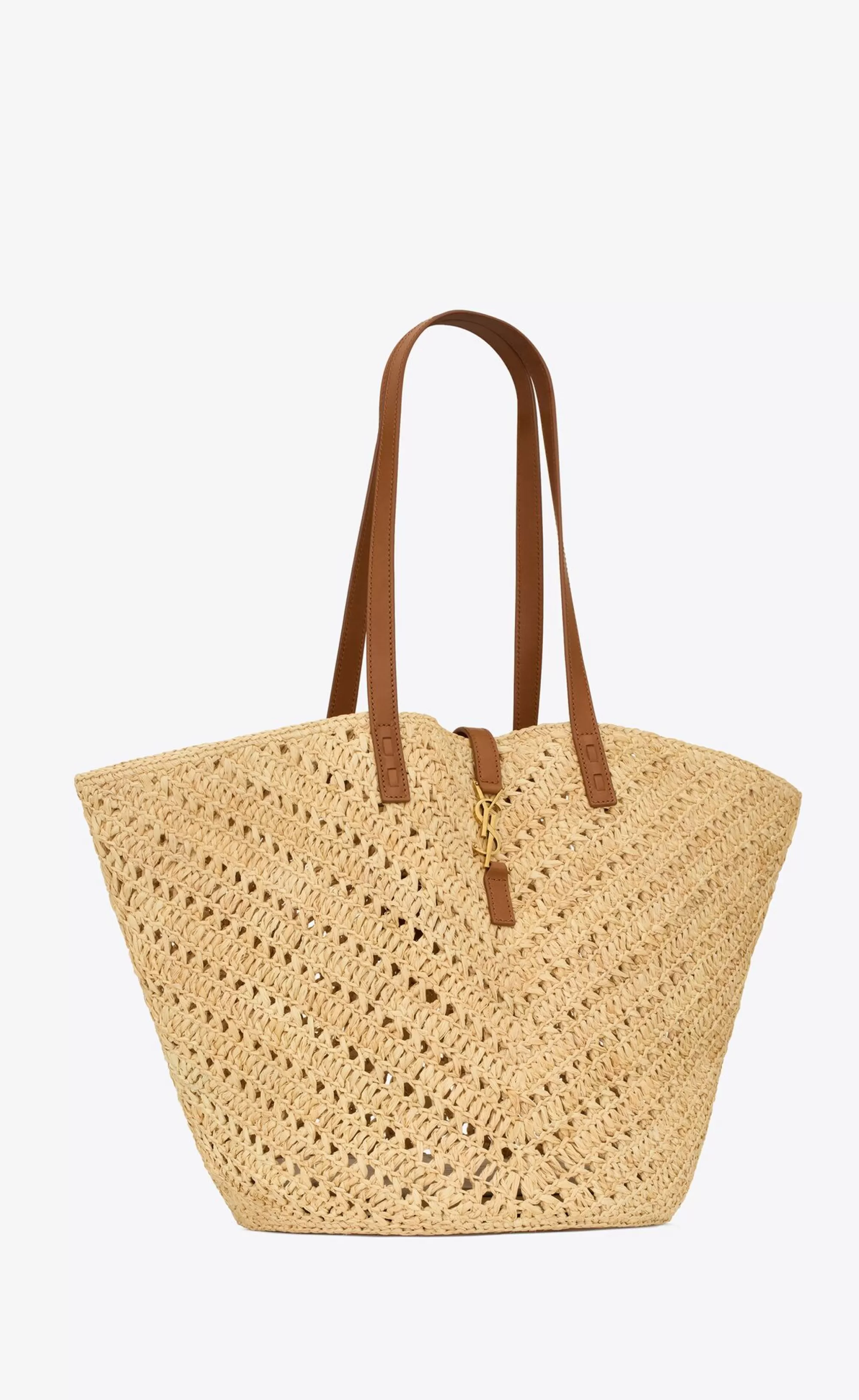 Women Saint Laurent TOTES AND SHOPPINGS^Panier Medium In Raffia And Vegetable-tanned Leather | | YSL.com