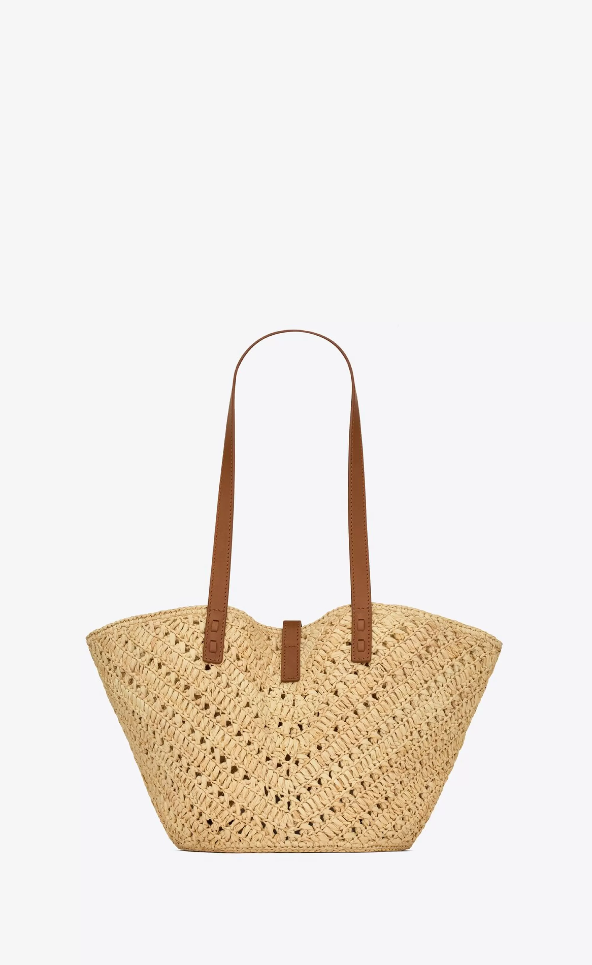 Women Saint Laurent TOTES AND SHOPPINGS^Panier Small In Raffia And Vegetable-tanned Leather | | YSL.com