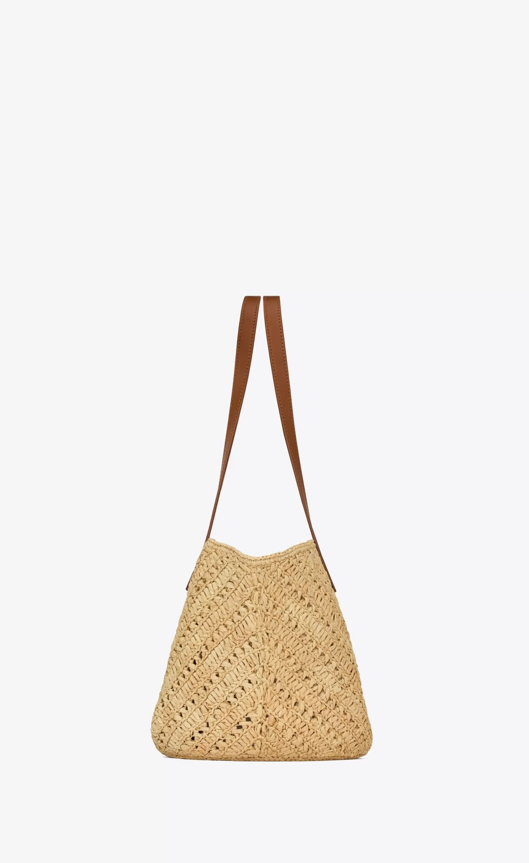 Women Saint Laurent TOTES AND SHOPPINGS^Panier Small In Raffia And Vegetable-tanned Leather | | YSL.com