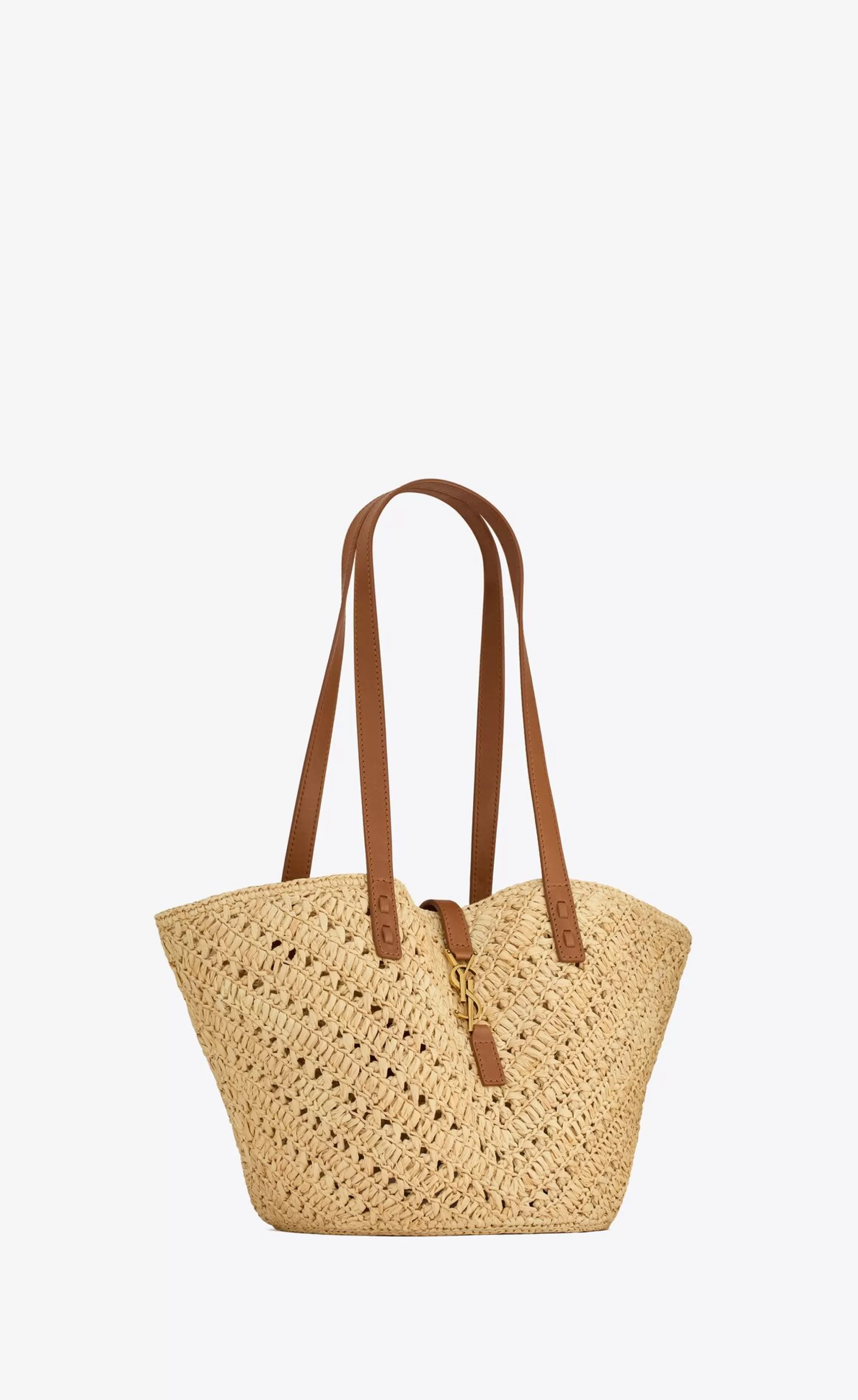 Women Saint Laurent TOTES AND SHOPPINGS^Panier Small In Raffia And Vegetable-tanned Leather | | YSL.com