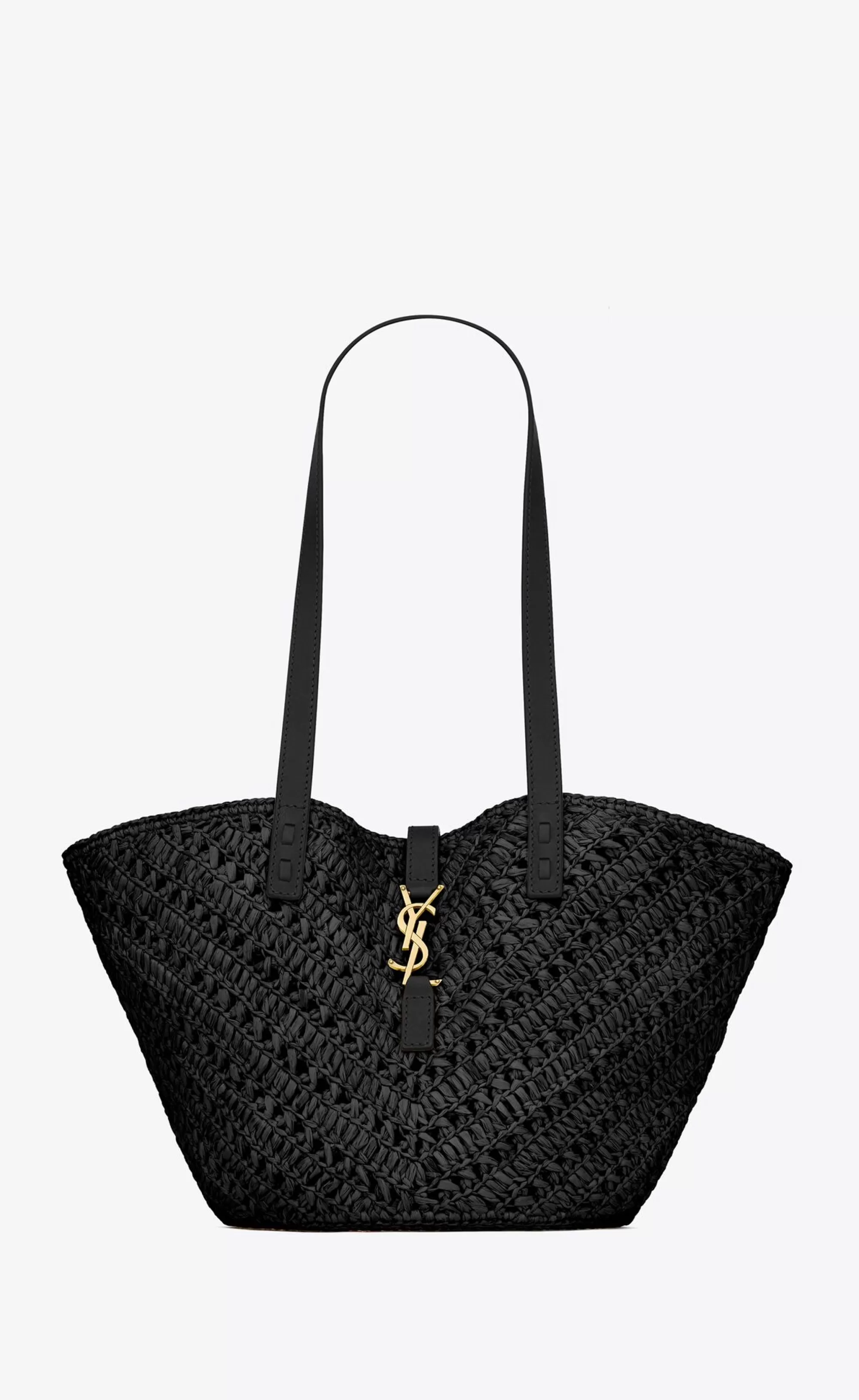 Women Saint Laurent TOTES AND SHOPPINGS^Panier Small In Raffia And Vegetable-tanned Leather | | YSL.com