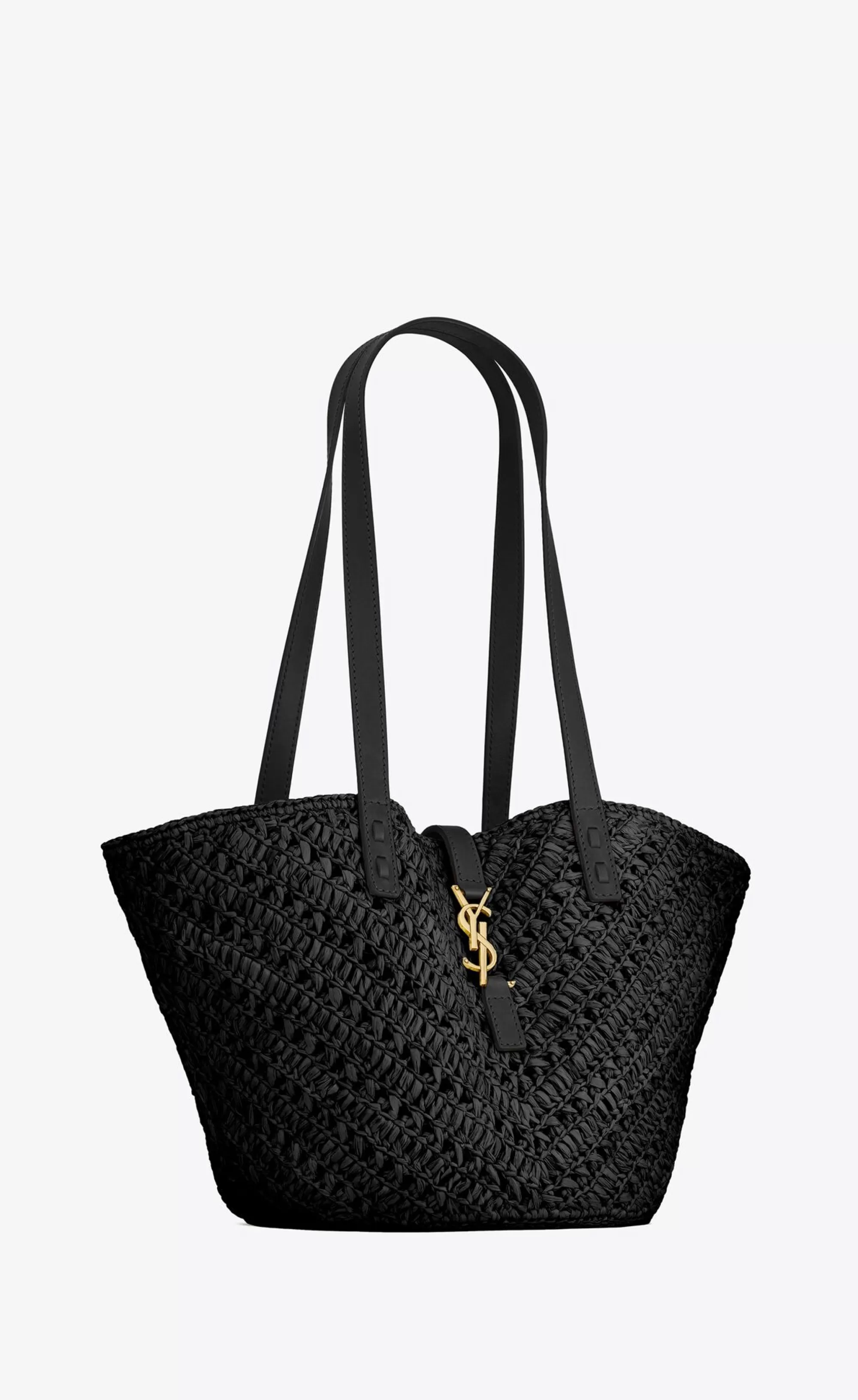 Women Saint Laurent TOTES AND SHOPPINGS^Panier Small In Raffia And Vegetable-tanned Leather | | YSL.com