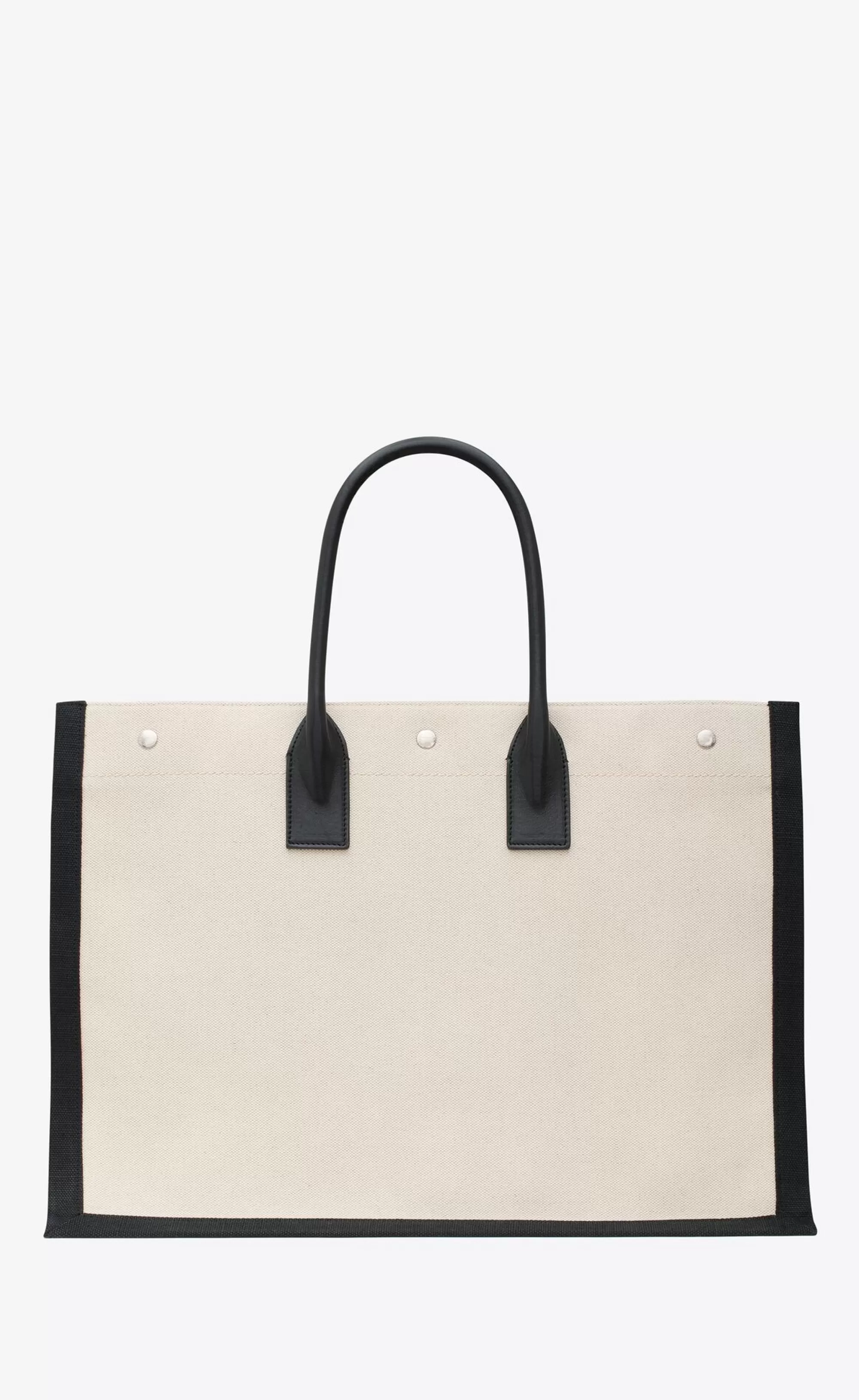 Saint Laurent SHOPPING BAGS^RIVE GAUCHE LARGE TOTE BAG IN CANVAS AND SMOOTH LEATHER | | YSL.com