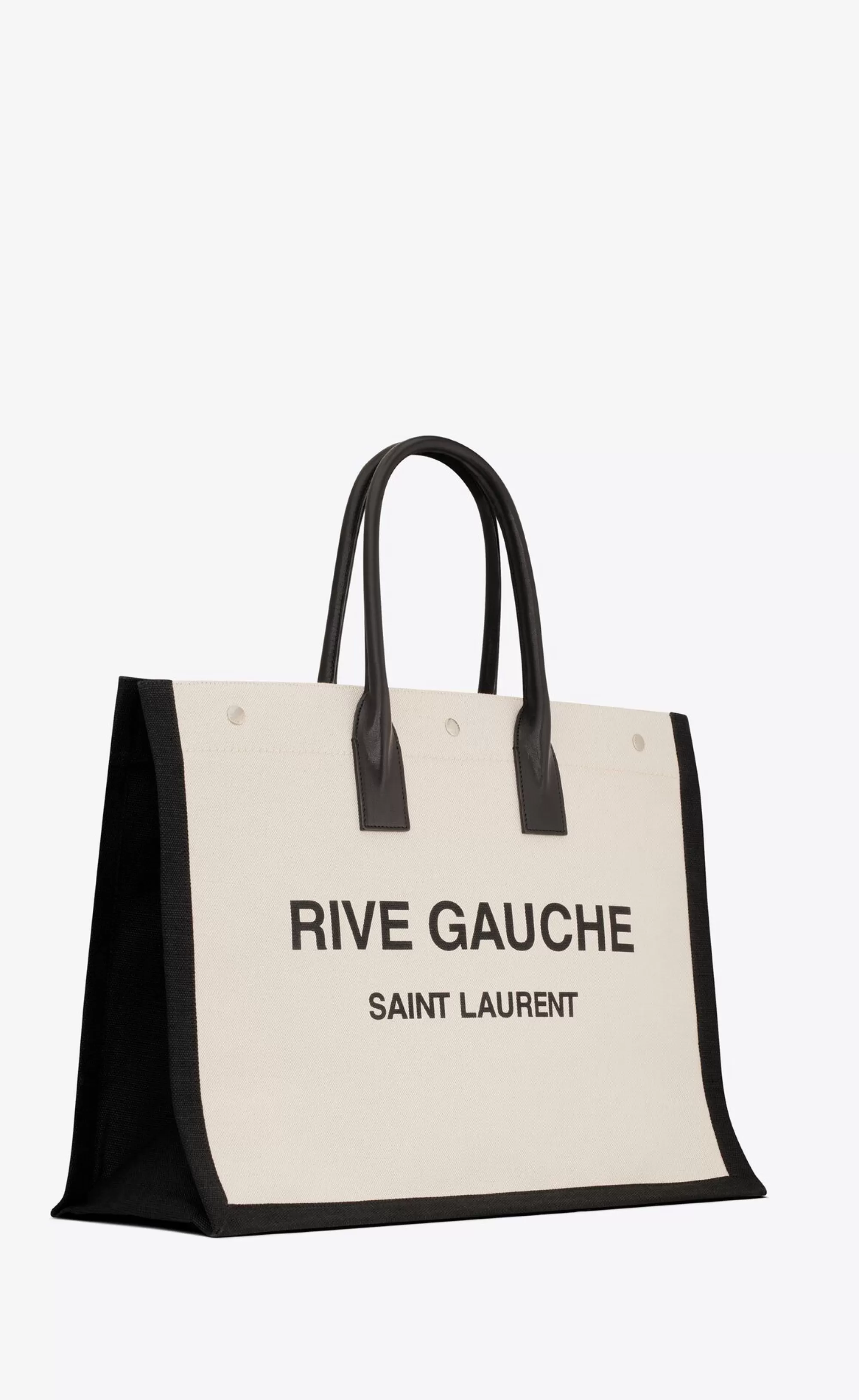 Saint Laurent SHOPPING BAGS^RIVE GAUCHE LARGE TOTE BAG IN CANVAS AND SMOOTH LEATHER | | YSL.com