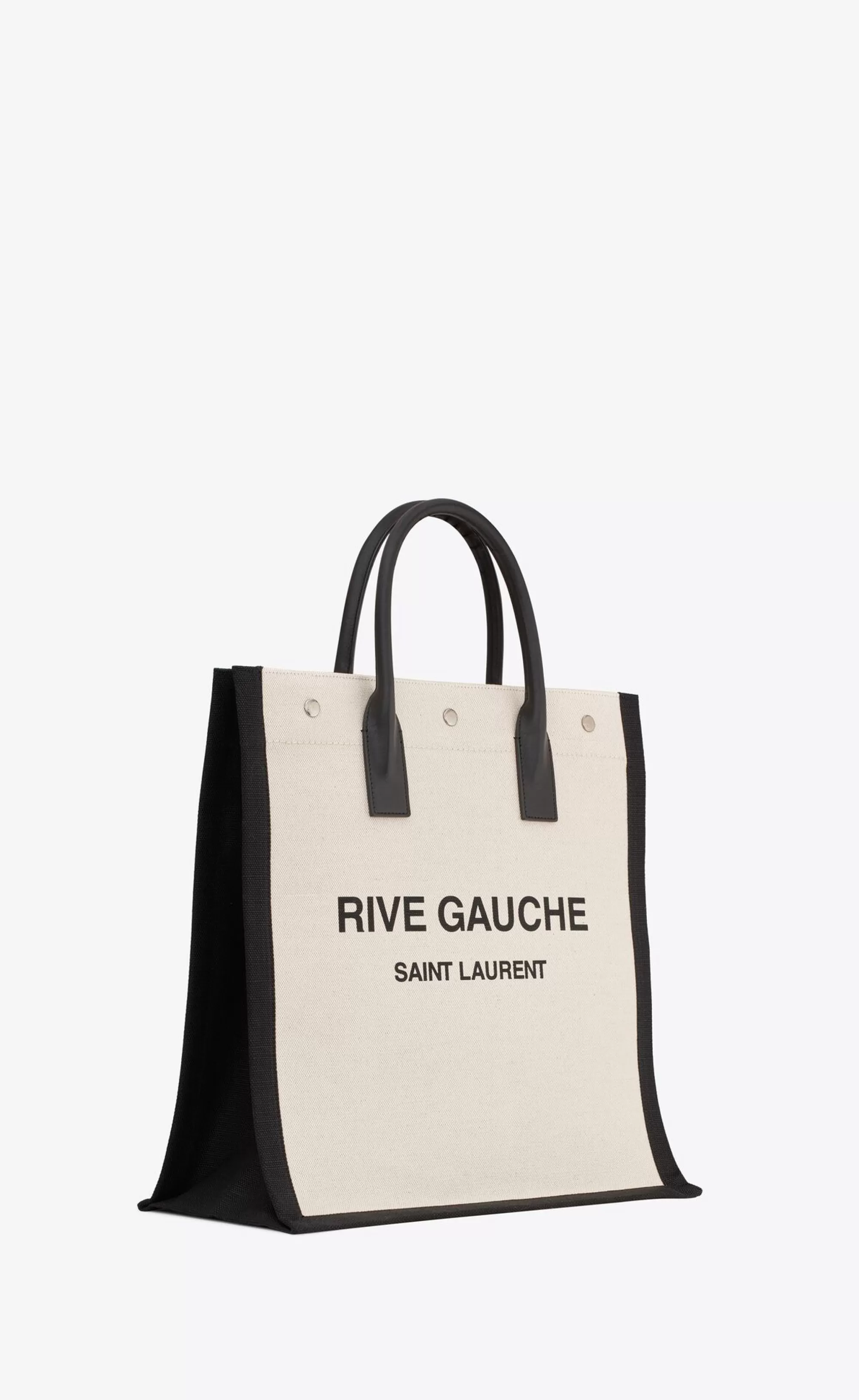 Saint Laurent SHOPPING BAGS^RIVE GAUCHE North/South TOTE BAG IN PRINTED LINEN AND LEATHER | | YSL.com