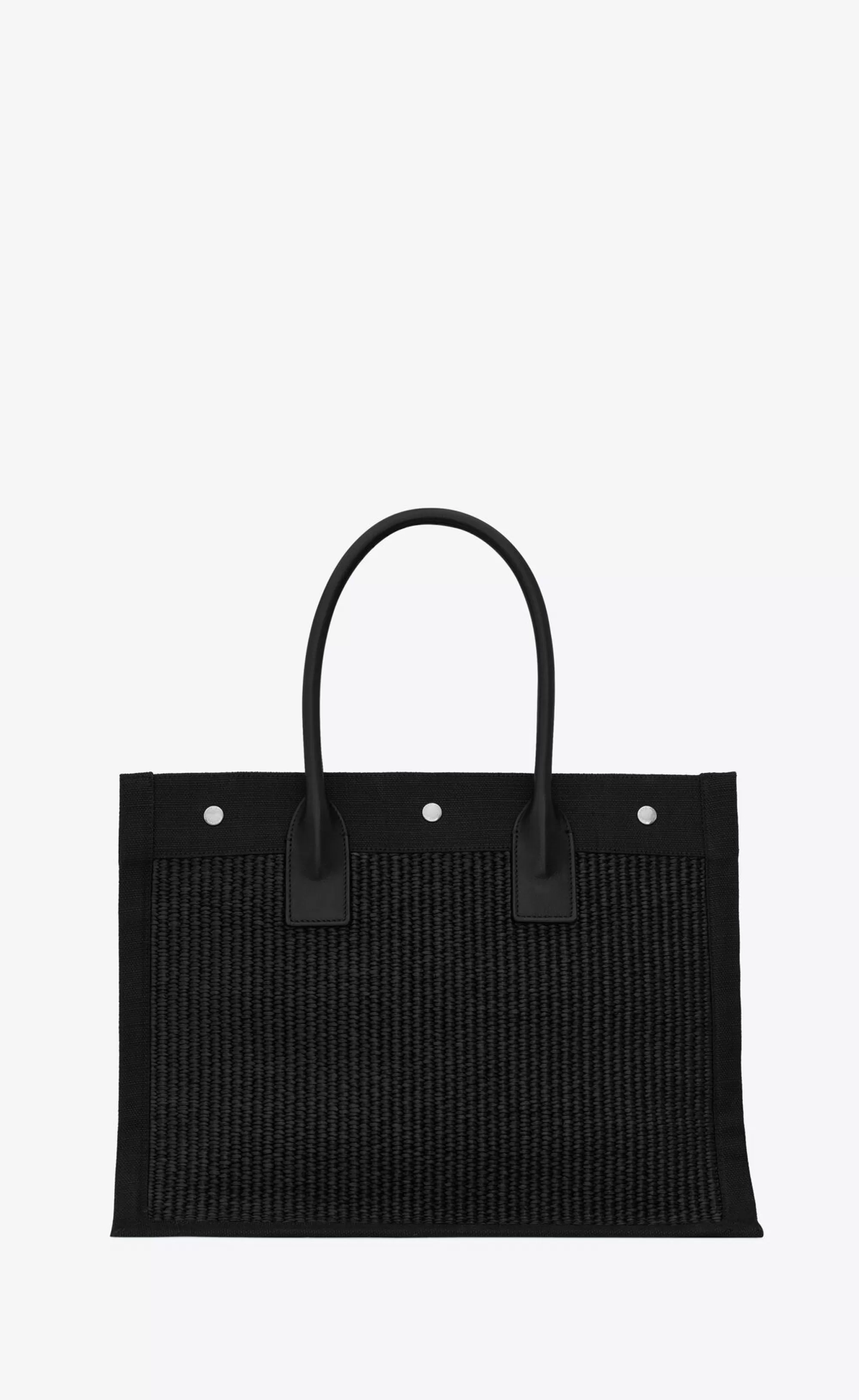 Women Saint Laurent TOTES AND SHOPPINGS^RIVE GAUCHE SMALL TOTE BAG IN RAFFIA AND LEATHER | | YSL.com