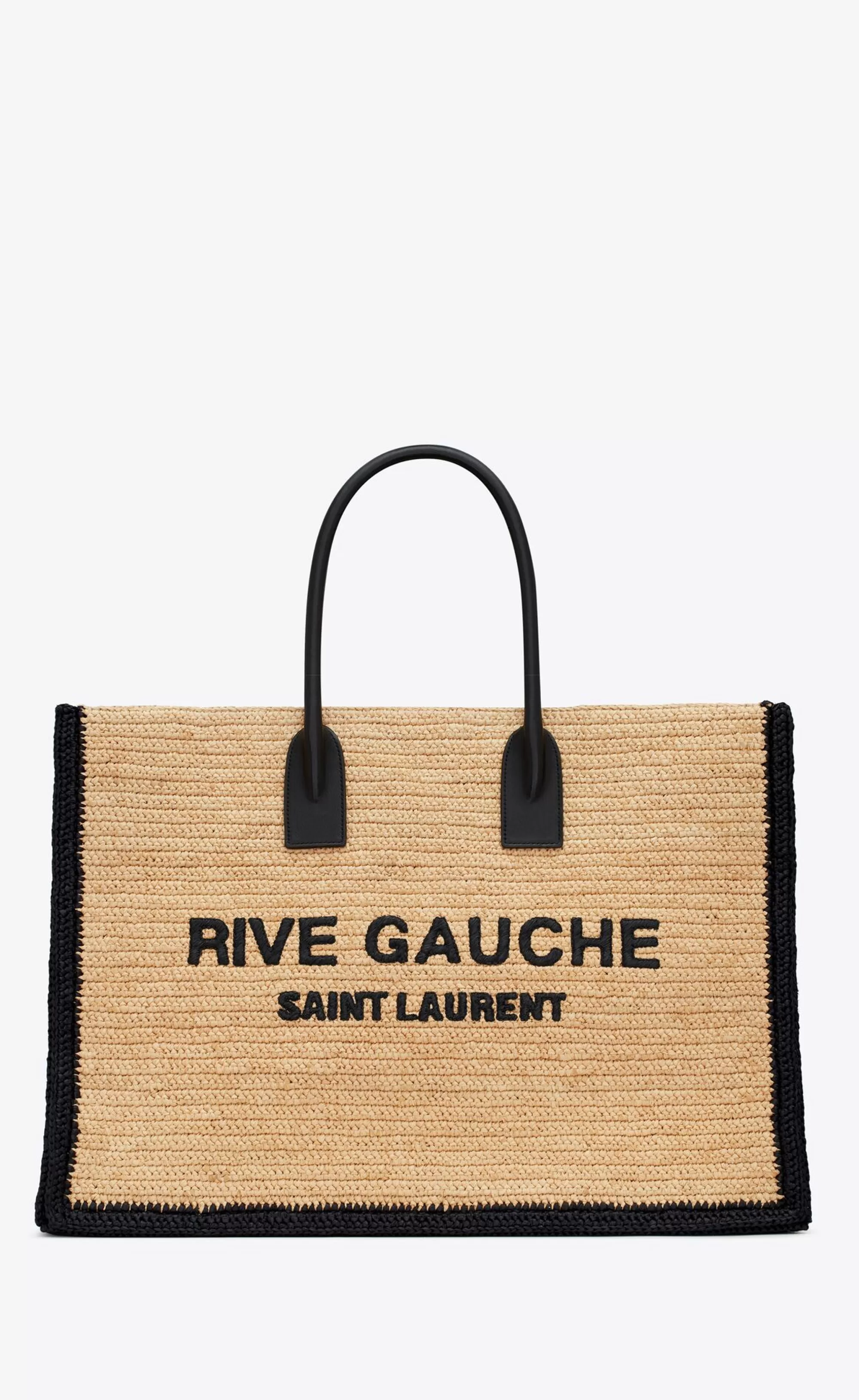 Women Saint Laurent TOTES AND SHOPPINGS^Rive Gauche Tote Bag In Raffia And Leather | | YSL.com