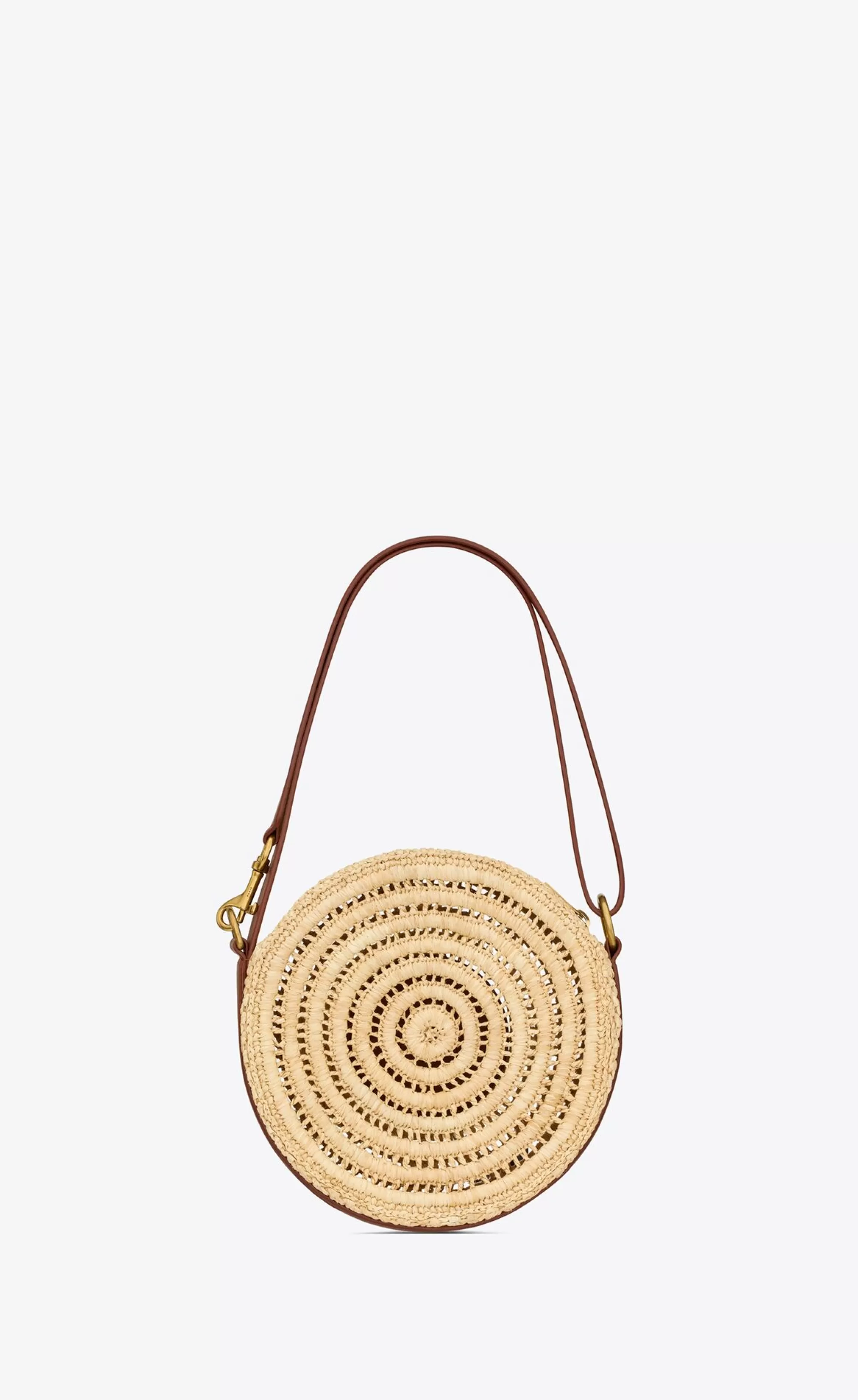 Women Saint Laurent MINI BAGS^Round Bag In Raffia And Vegetable-tanned Leather | | YSL.com