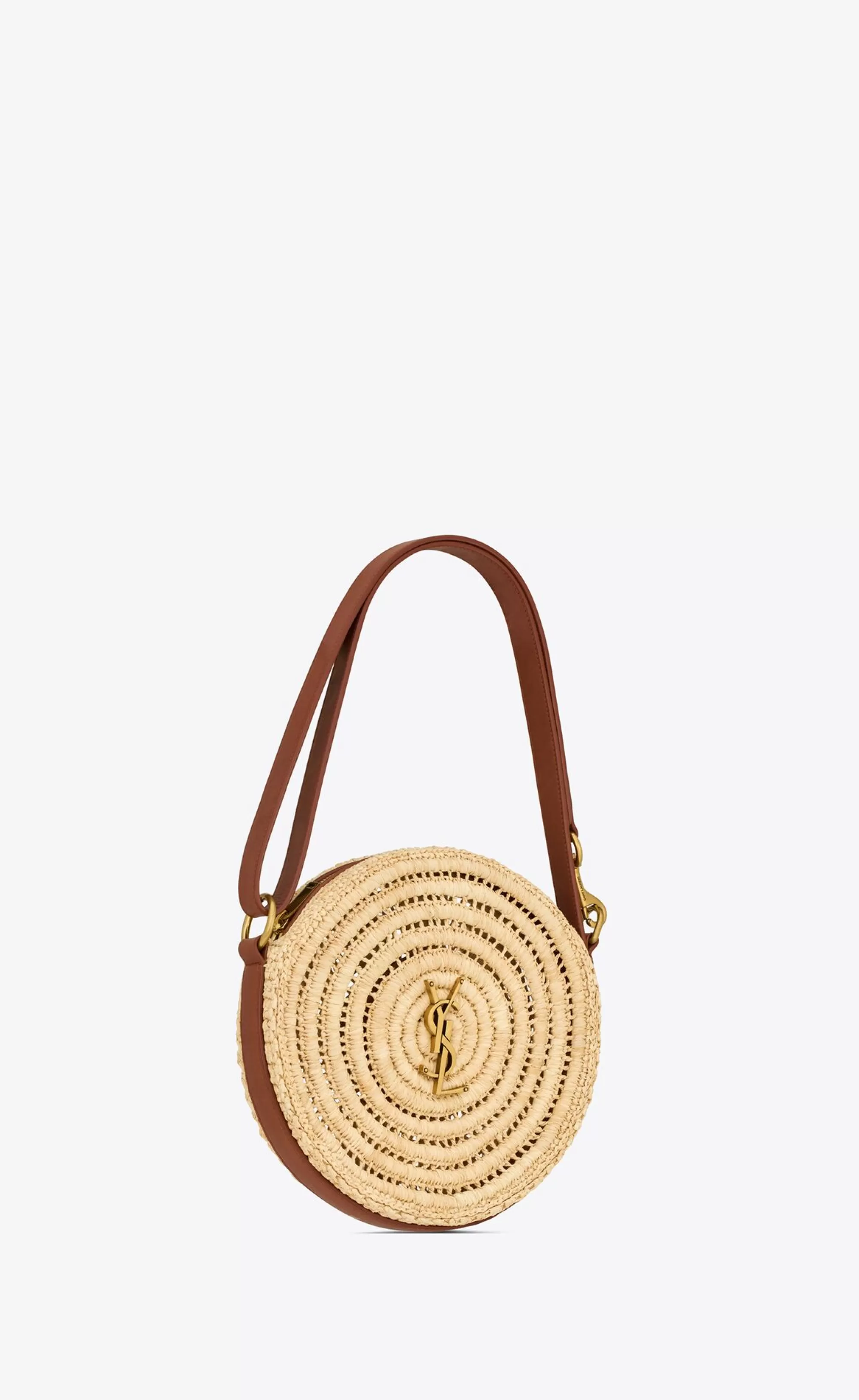 Women Saint Laurent MINI BAGS^Round Bag In Raffia And Vegetable-tanned Leather | | YSL.com