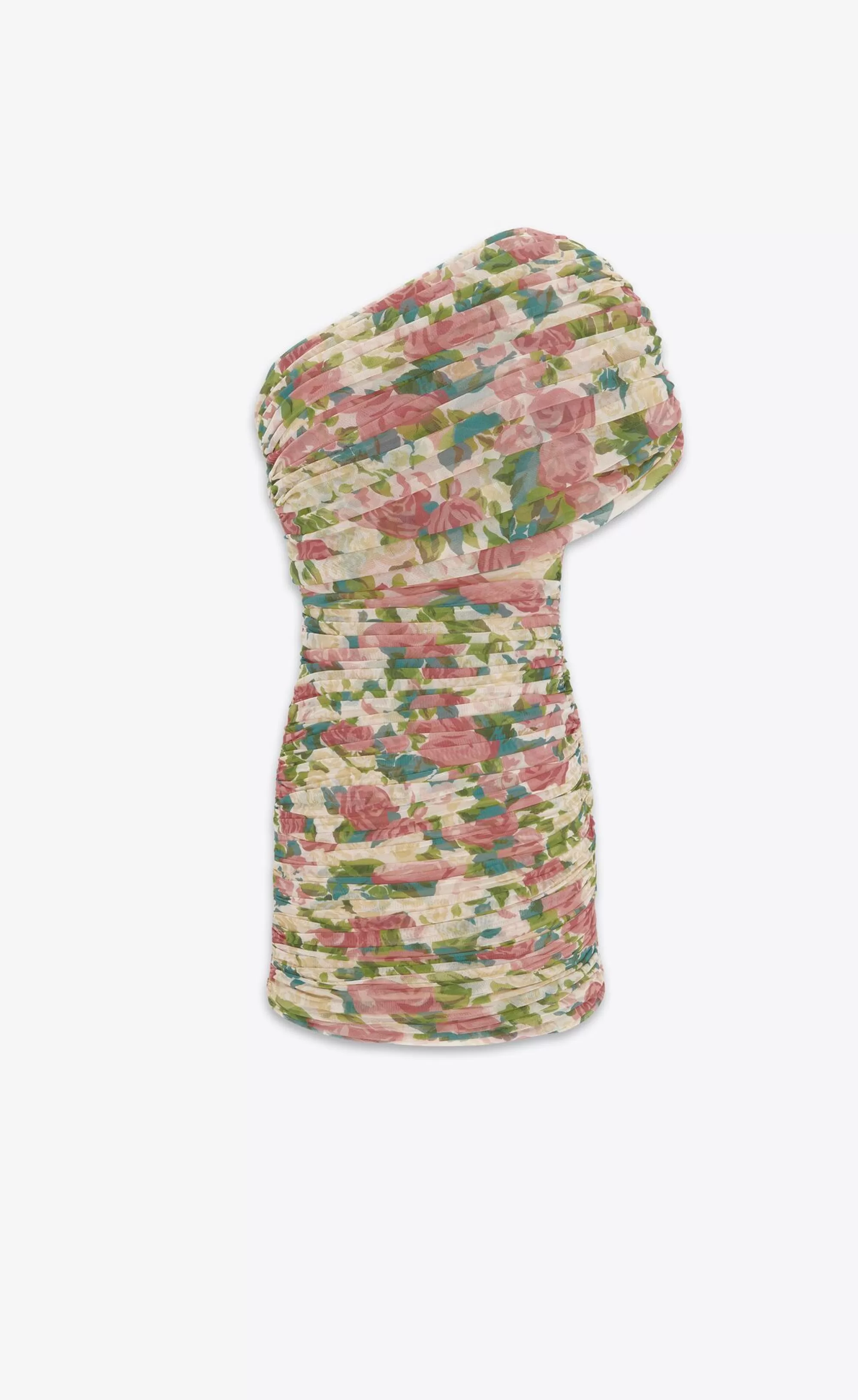 Women Saint Laurent DRESSES^Ruched One-shoulder Dress In Floral Tulle | | YSL.com