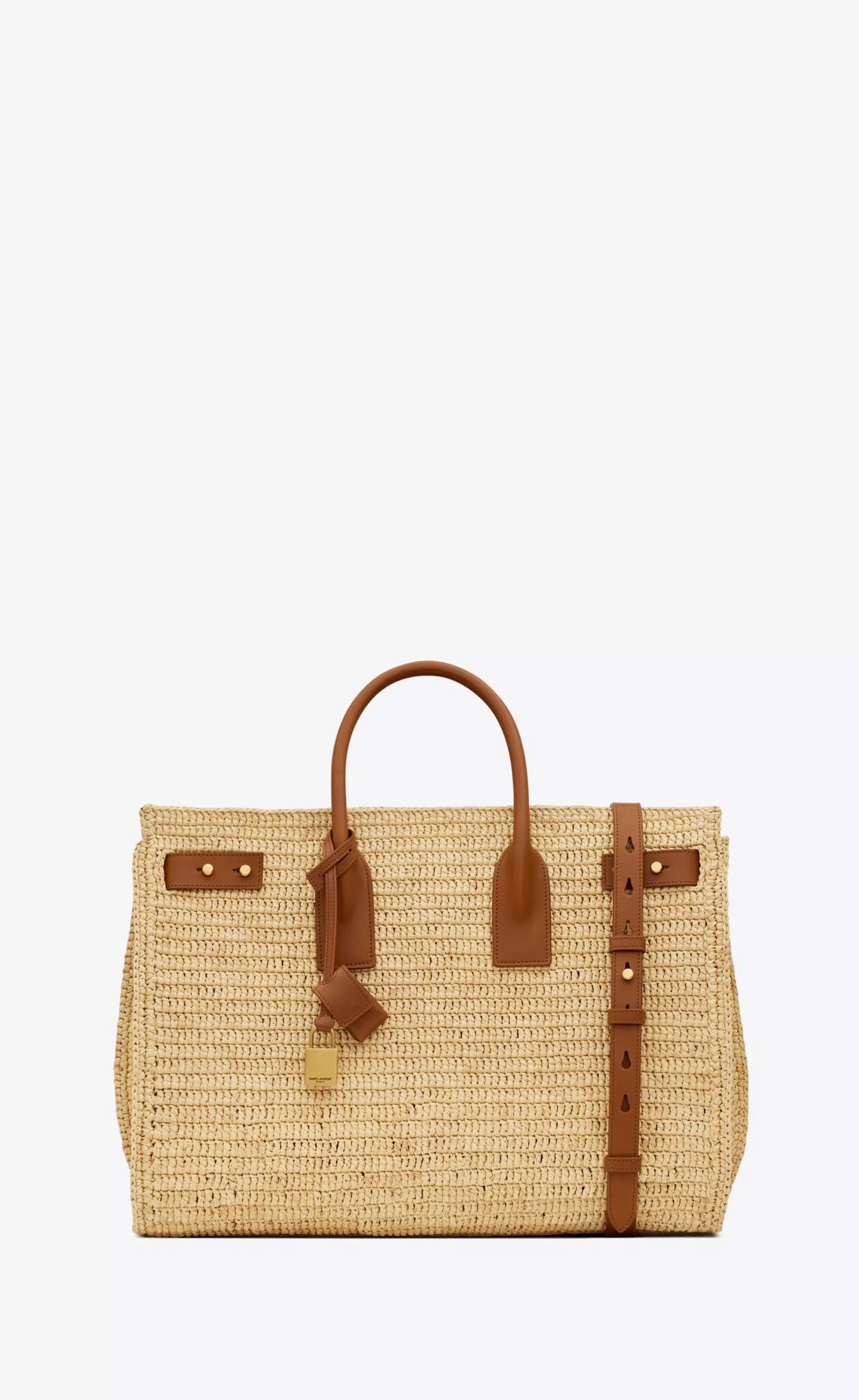 Women Saint Laurent SAC DE JOUR^SAC DE JOUR Medium Supple In Raffia And Vegetable-tanned Leather | | YSL.com