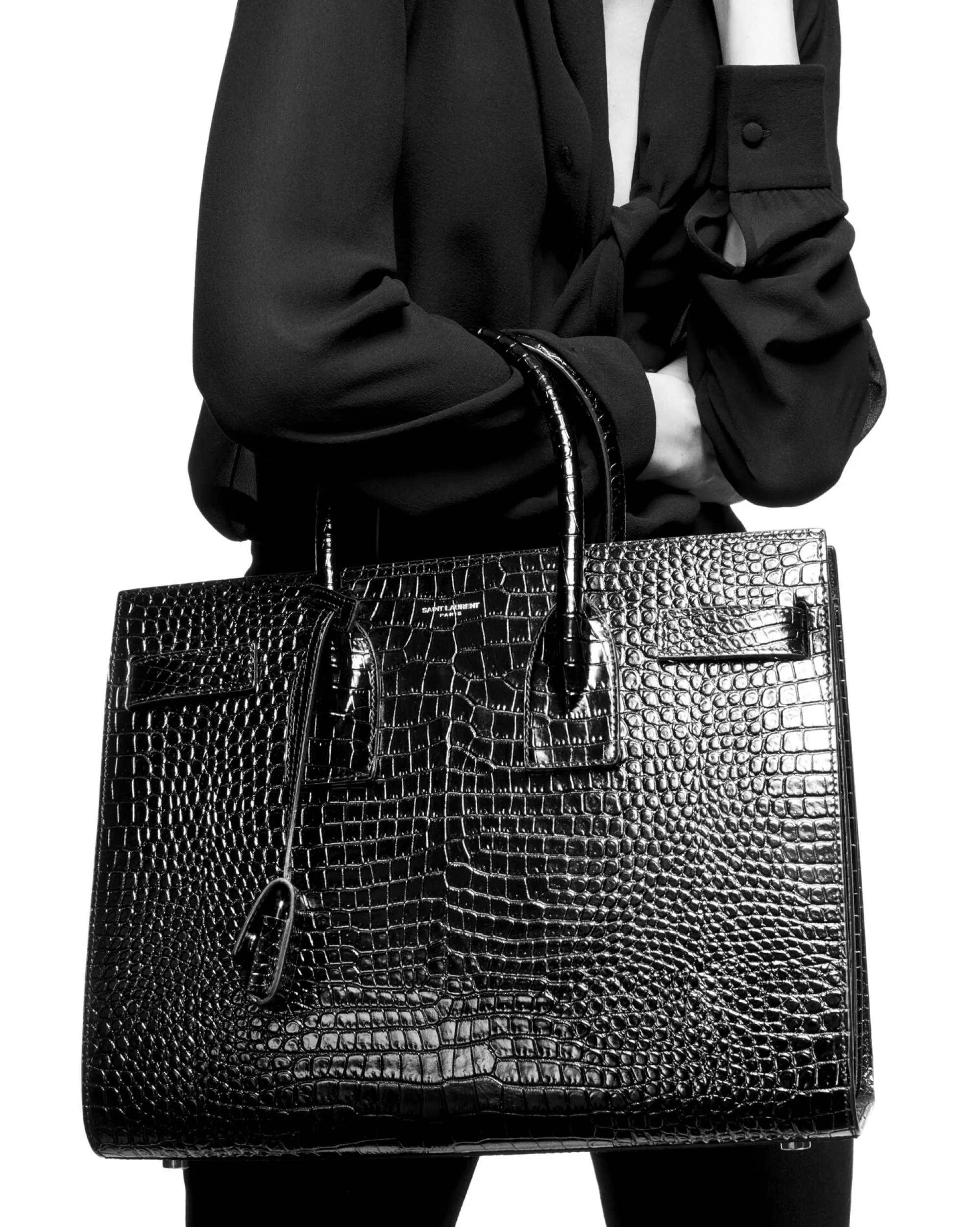 Women Saint Laurent TOP HANDLES | SAC DE JOUR^SAC DE JOUR SMALL IN MATTE EMBOSSED CROCODILE LEATHER | | YSL.com