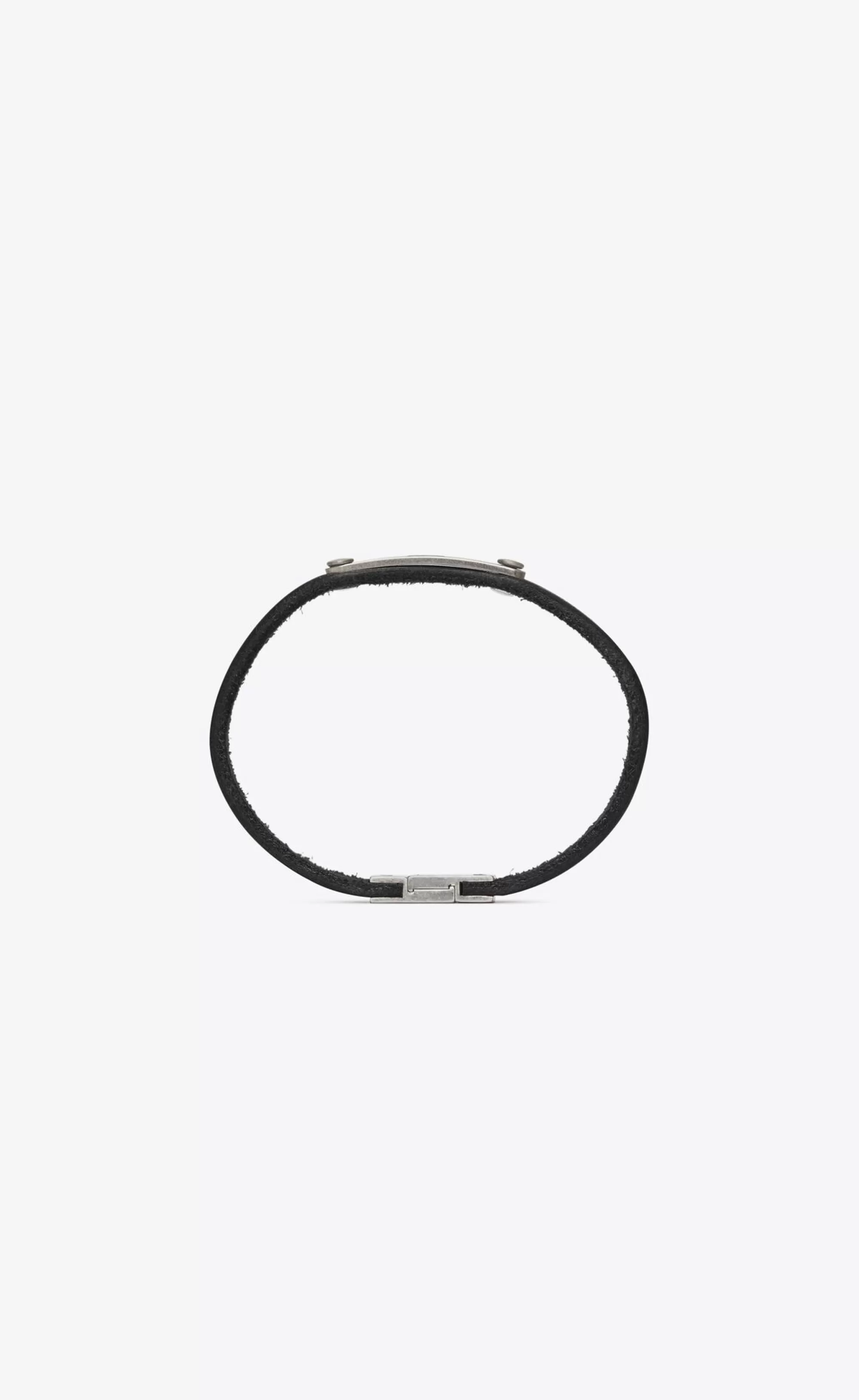 Women Saint Laurent Leather bracelets | Leather bracelets^ Id Plaque Bracelet In Leather | | YSL.com