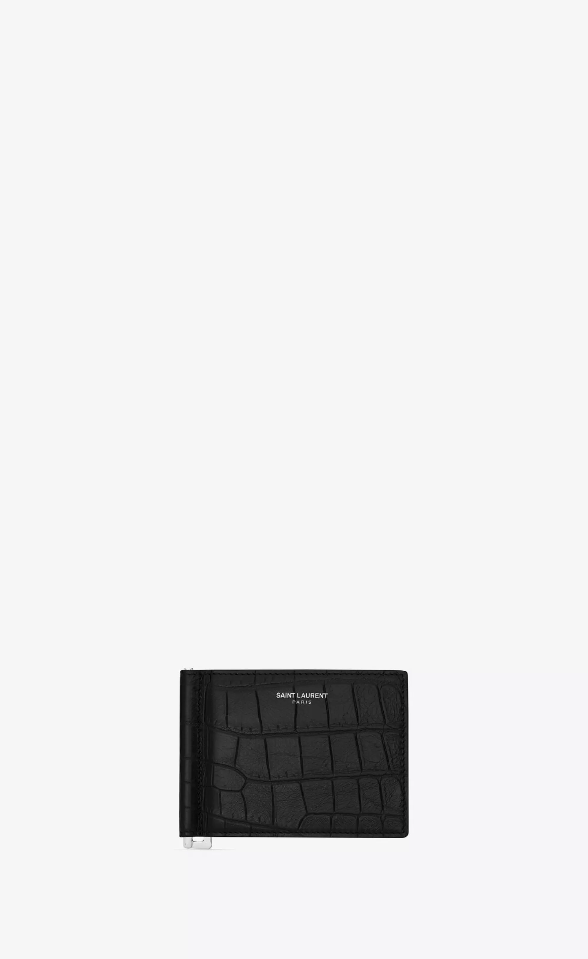 Saint Laurent WALLETS^ Paris Bill Clip Wallet In CROCODILE-EMBOSSED Leather | | YSL.com