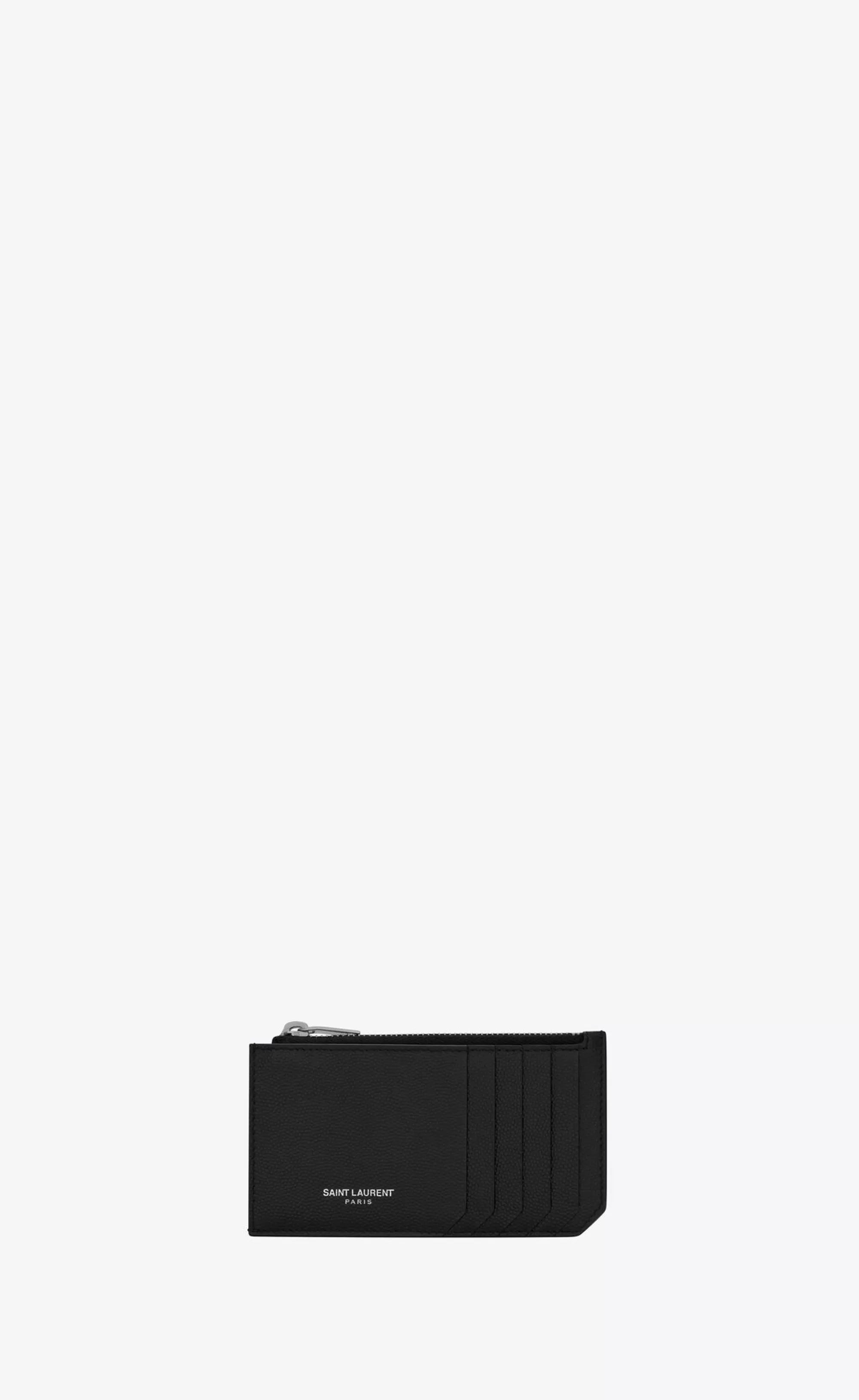 Saint Laurent CARD CASES^ PARIS Fragments Zipped Card Case In Grain De Poudre Embossed Leather | | YSL.com