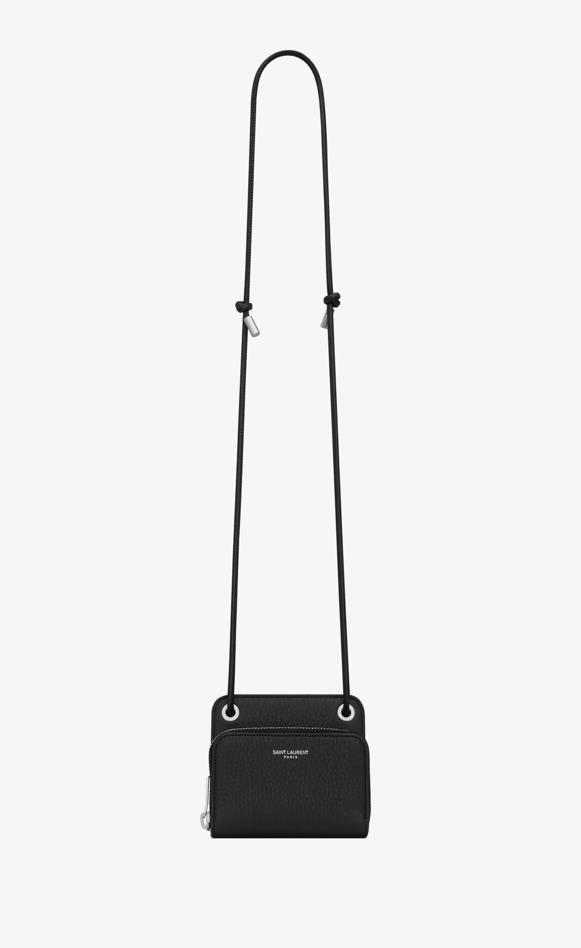Saint Laurent OTHER ACCESSORIES^ PARIS Lanyard Wallet In Grained Leather | | YSL.com