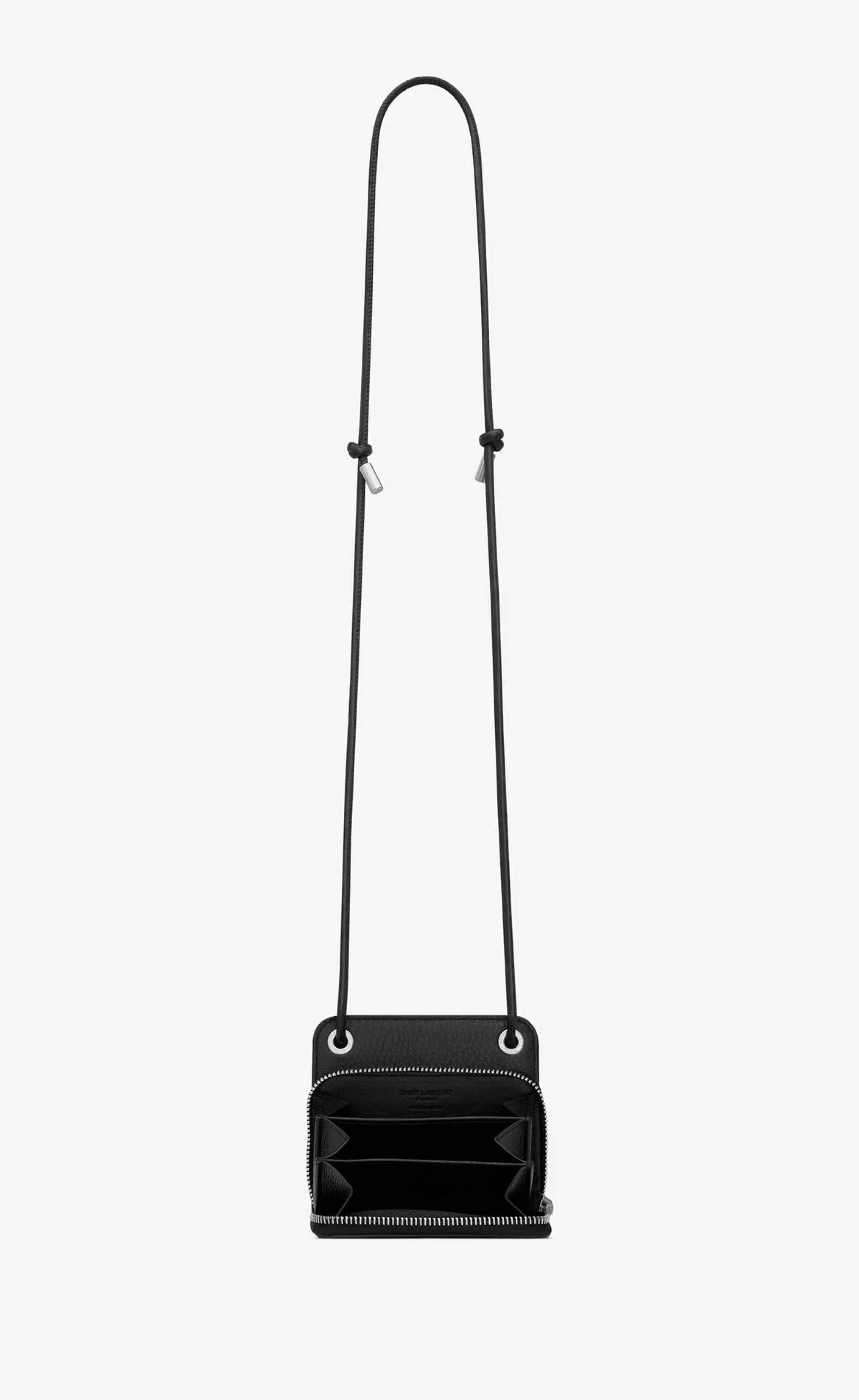 Saint Laurent OTHER ACCESSORIES^ PARIS Lanyard Wallet In Grained Leather | | YSL.com