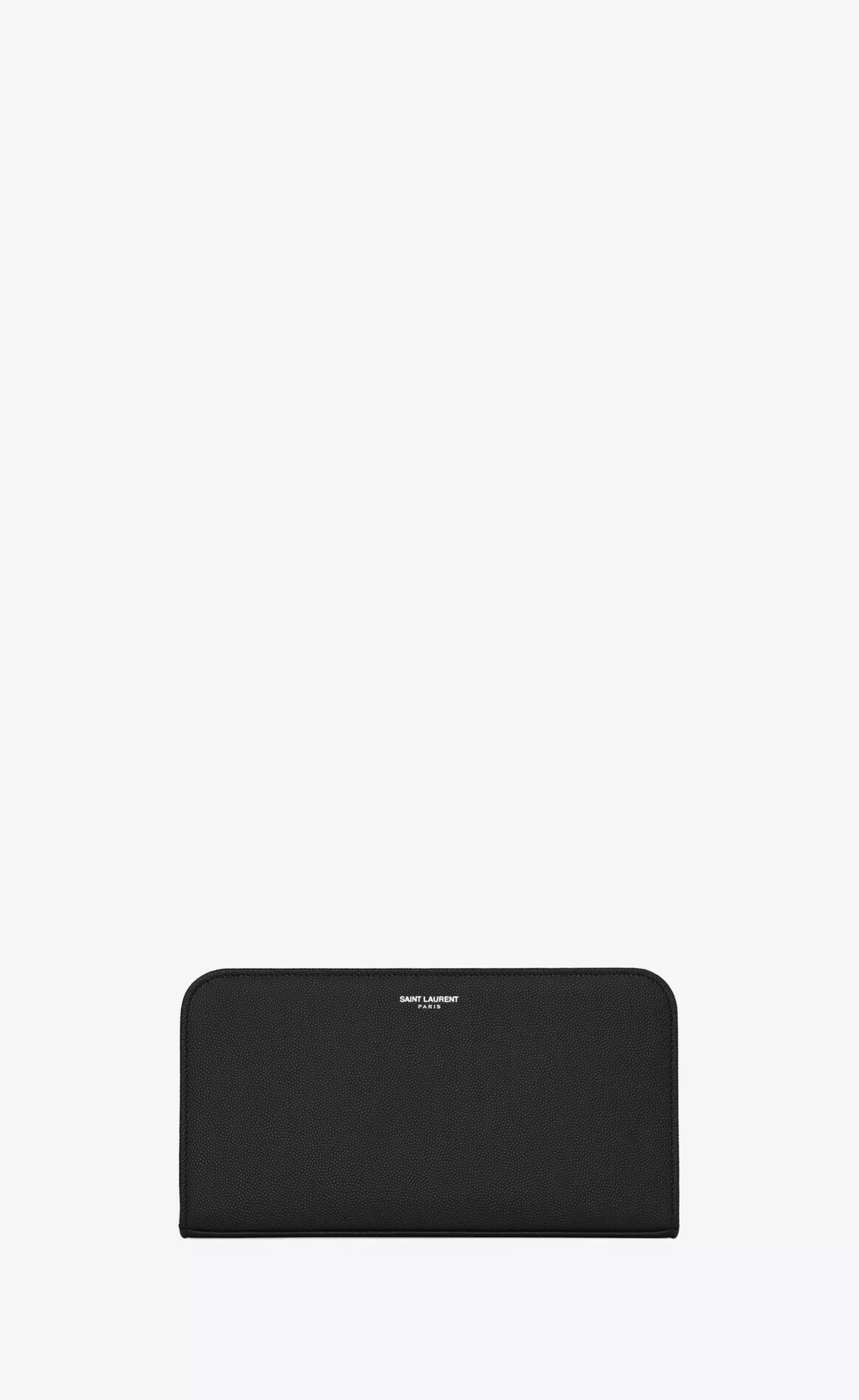 Saint Laurent WALLETS^ PARIS Zip Around Wallet In Grain De Poudre Embossed Leather | | YSL.com