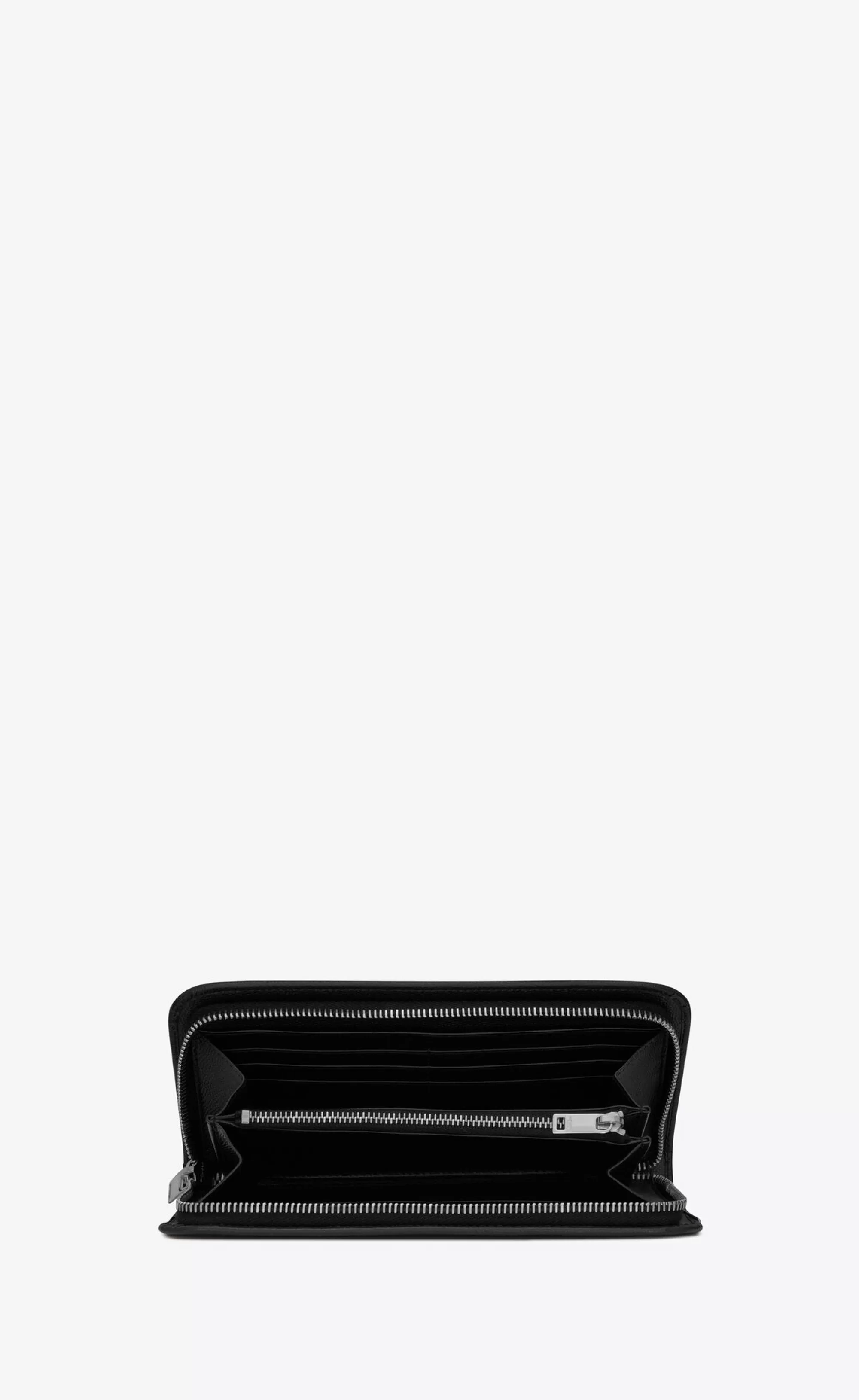 Saint Laurent WALLETS^ PARIS Zip Around Wallet In Grain De Poudre Embossed Leather | | YSL.com