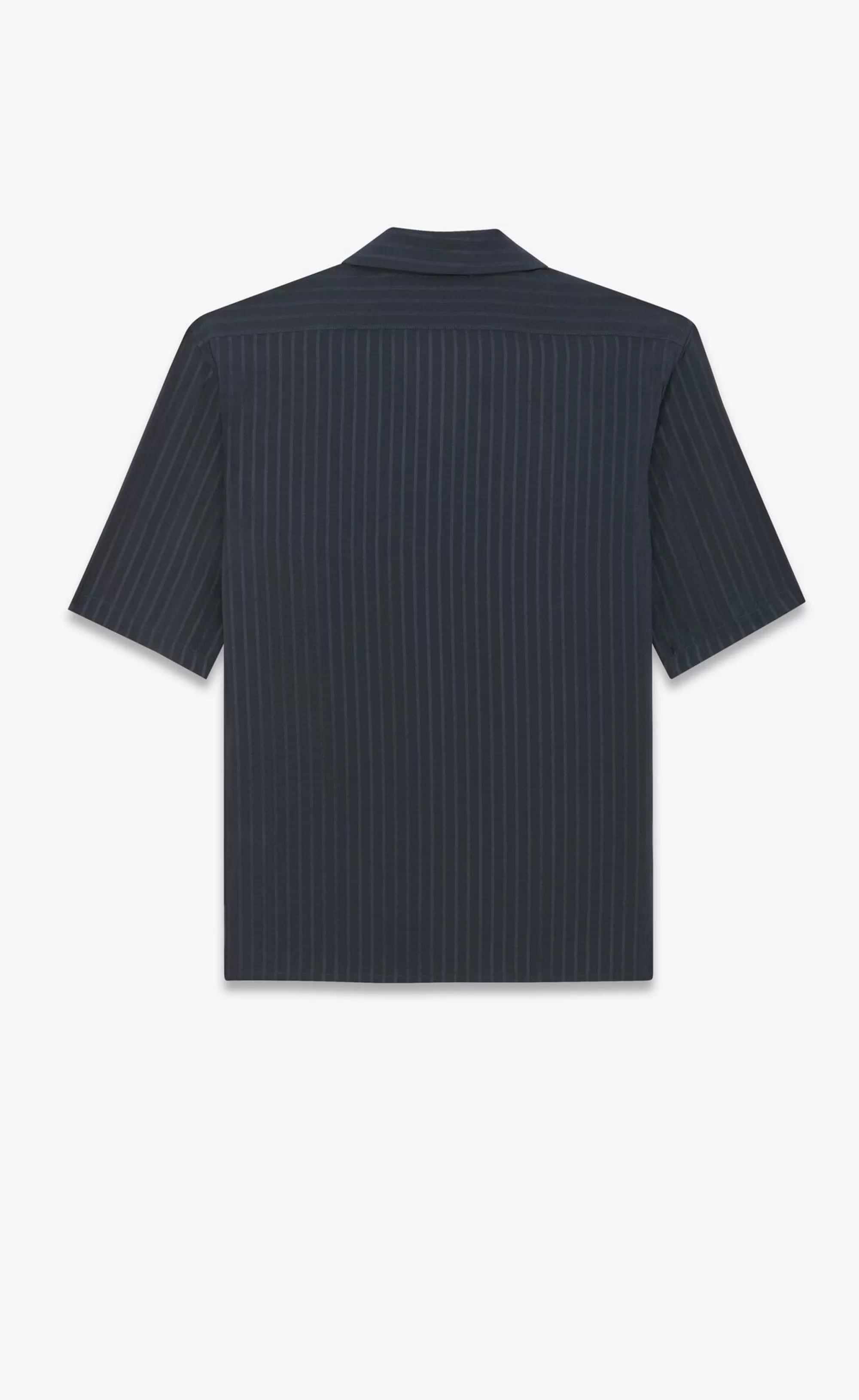 Saint Laurent ALL READY TO WEAR | SHIRTS^Shark-collar Shirt In MATTE AND SHINY STRIPED SILK | | YSL.com