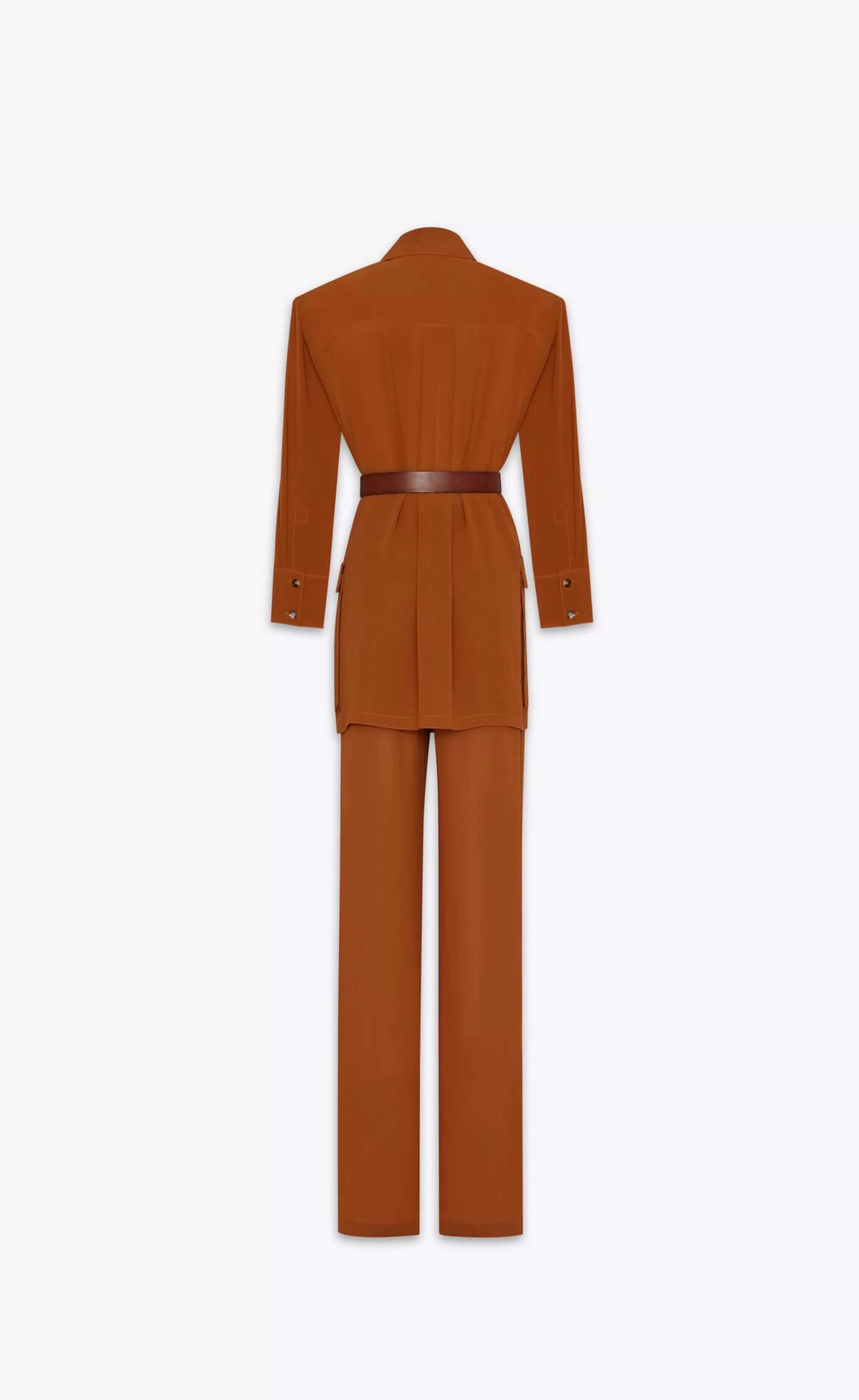 Women Saint Laurent JUMPSUITS^Shirt And Pants Set In Silk Crepe Muslin | | YSL.com