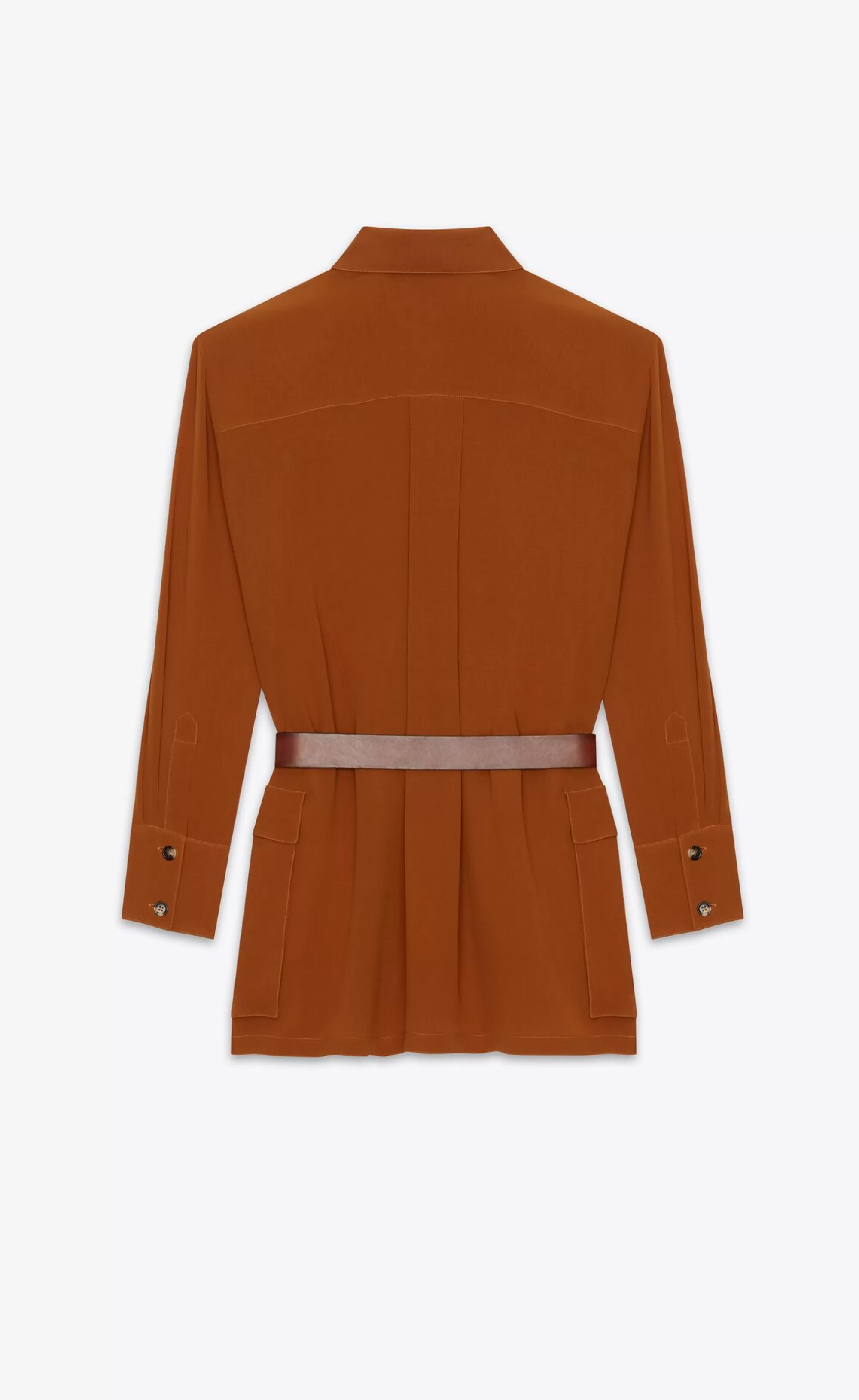 Women Saint Laurent JUMPSUITS^Shirt And Pants Set In Silk Crepe Muslin | | YSL.com