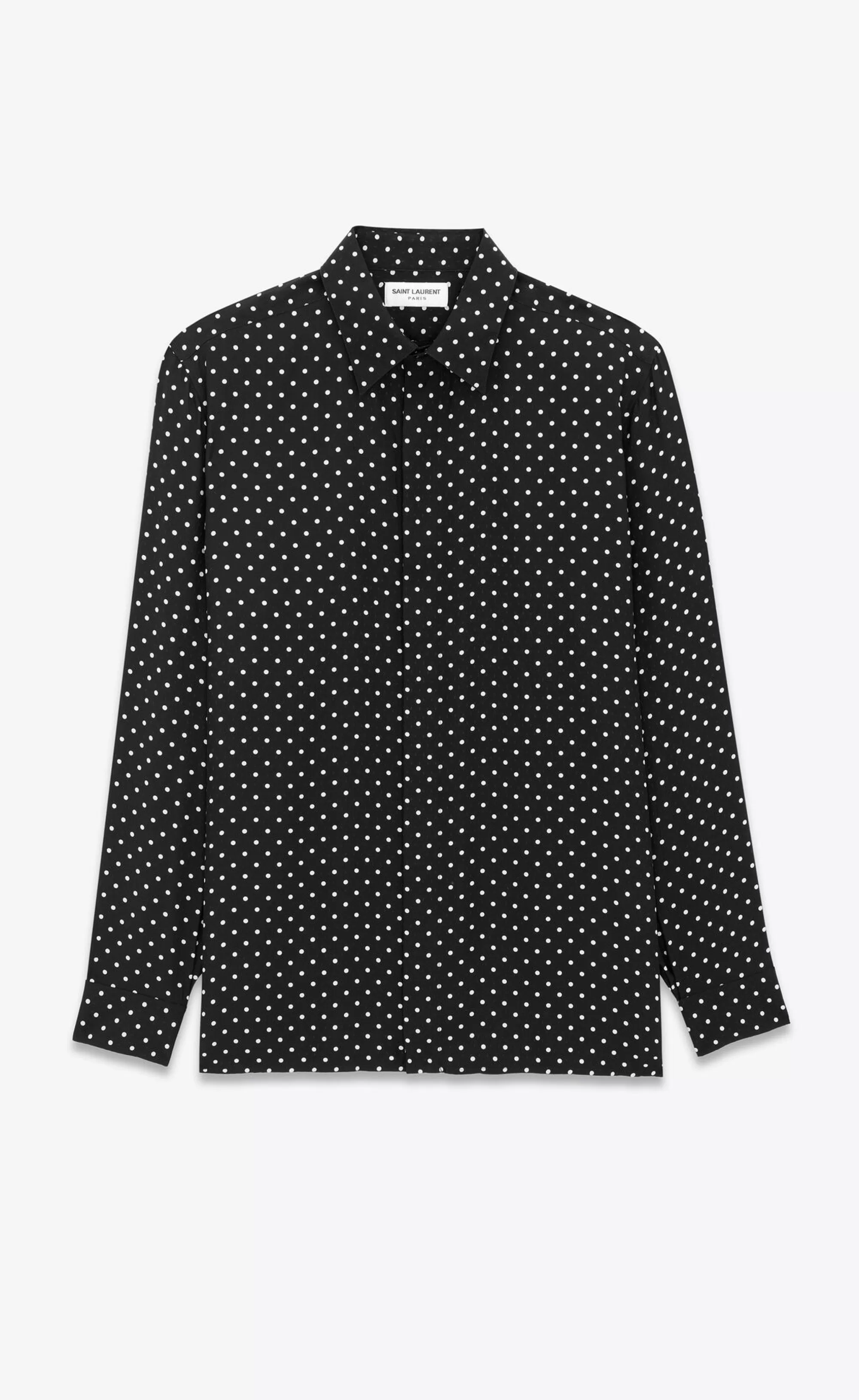 Saint Laurent ALL READY TO WEAR | SHIRTS^Shirt In Dotted Shiny And Matte Silk | | YSL.com