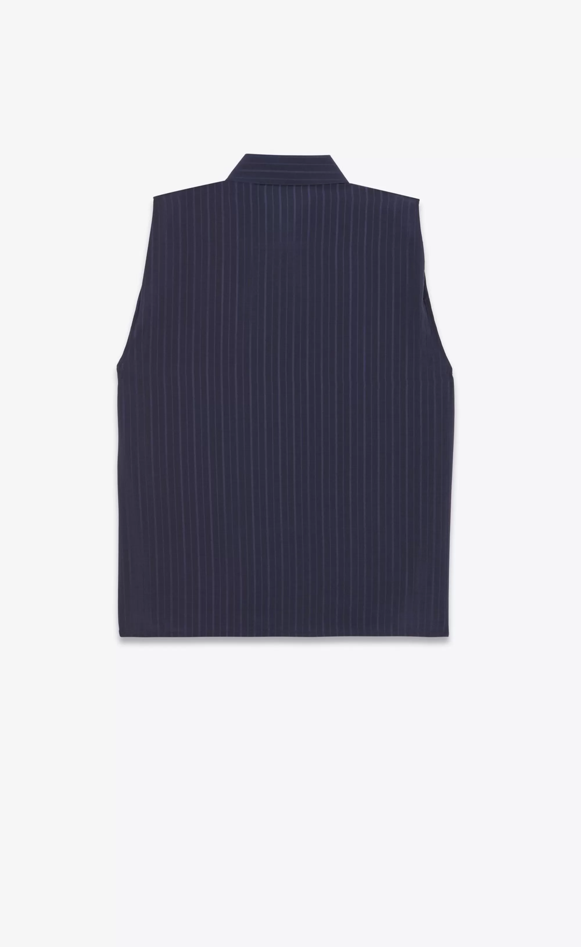Saint Laurent ALL READY TO WEAR | SHIRTS^Sleeveless Shirt In Striped Silk Crepe De Chine | | YSL.com