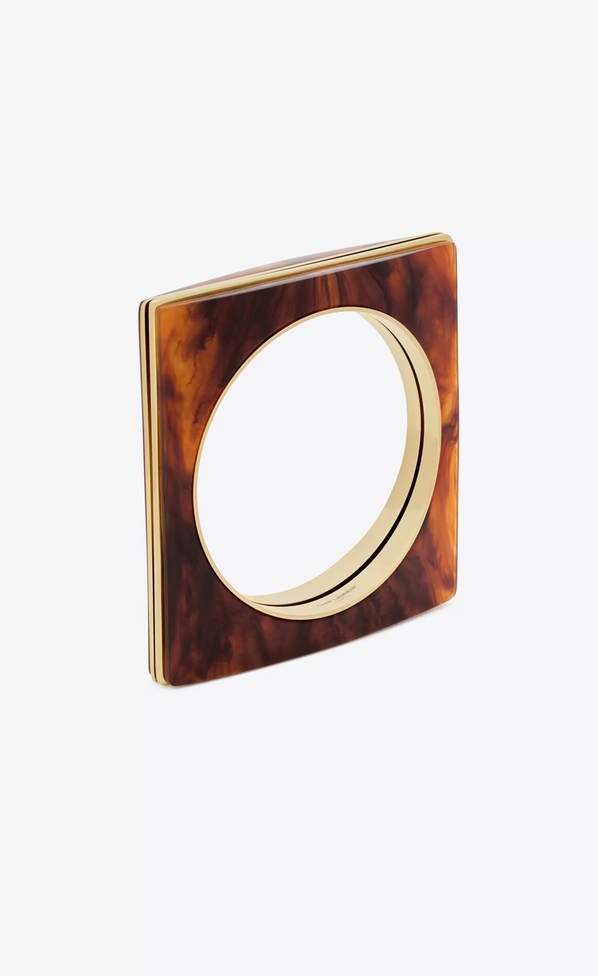 Women Saint Laurent CUFFS AND BRACELETS^Split Square Bangle In Resin And Metal | | YSL.com