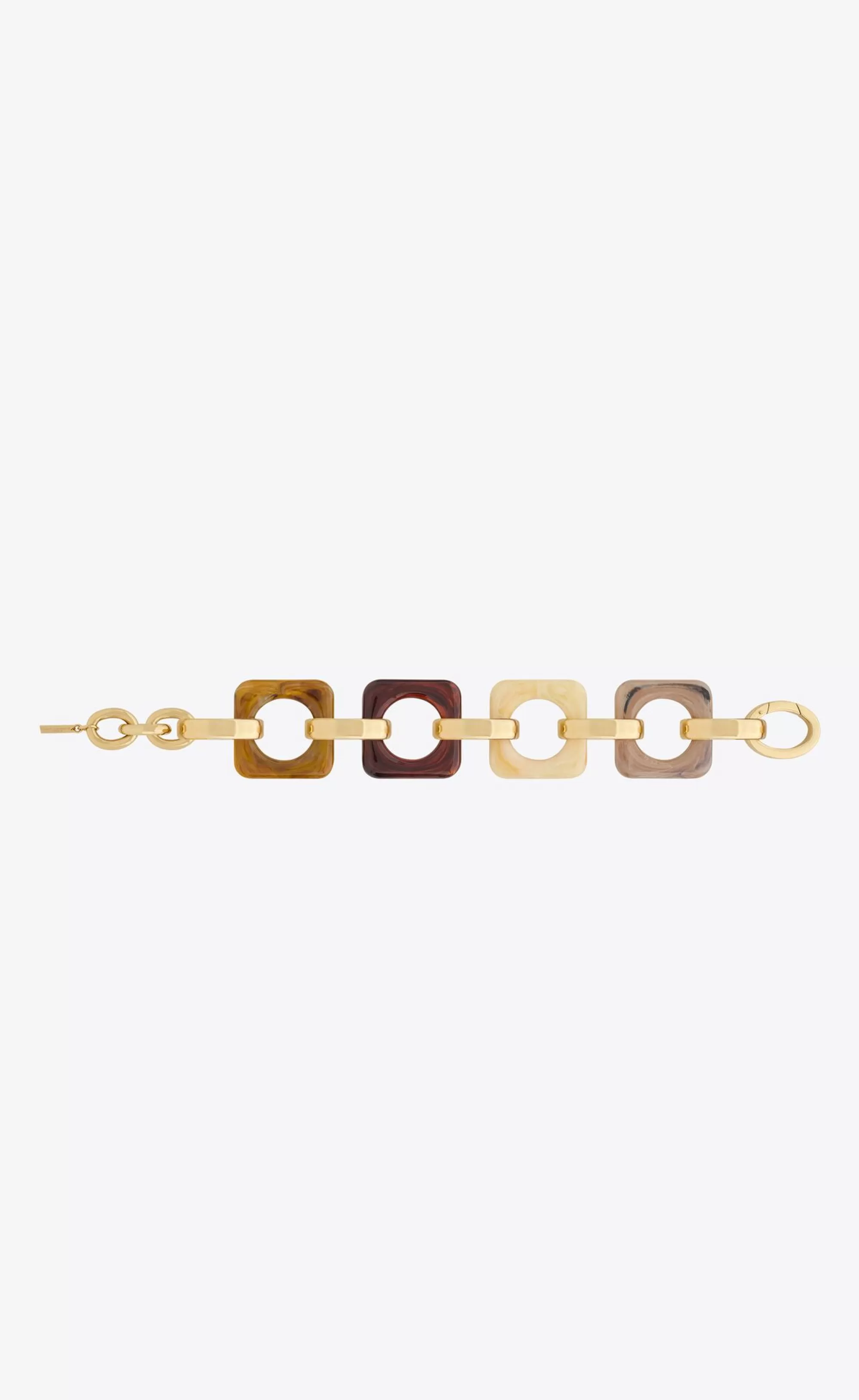Women Saint Laurent CUFFS AND BRACELETS^Square Chain Bracelet In Resin And Metal | | YSL.com