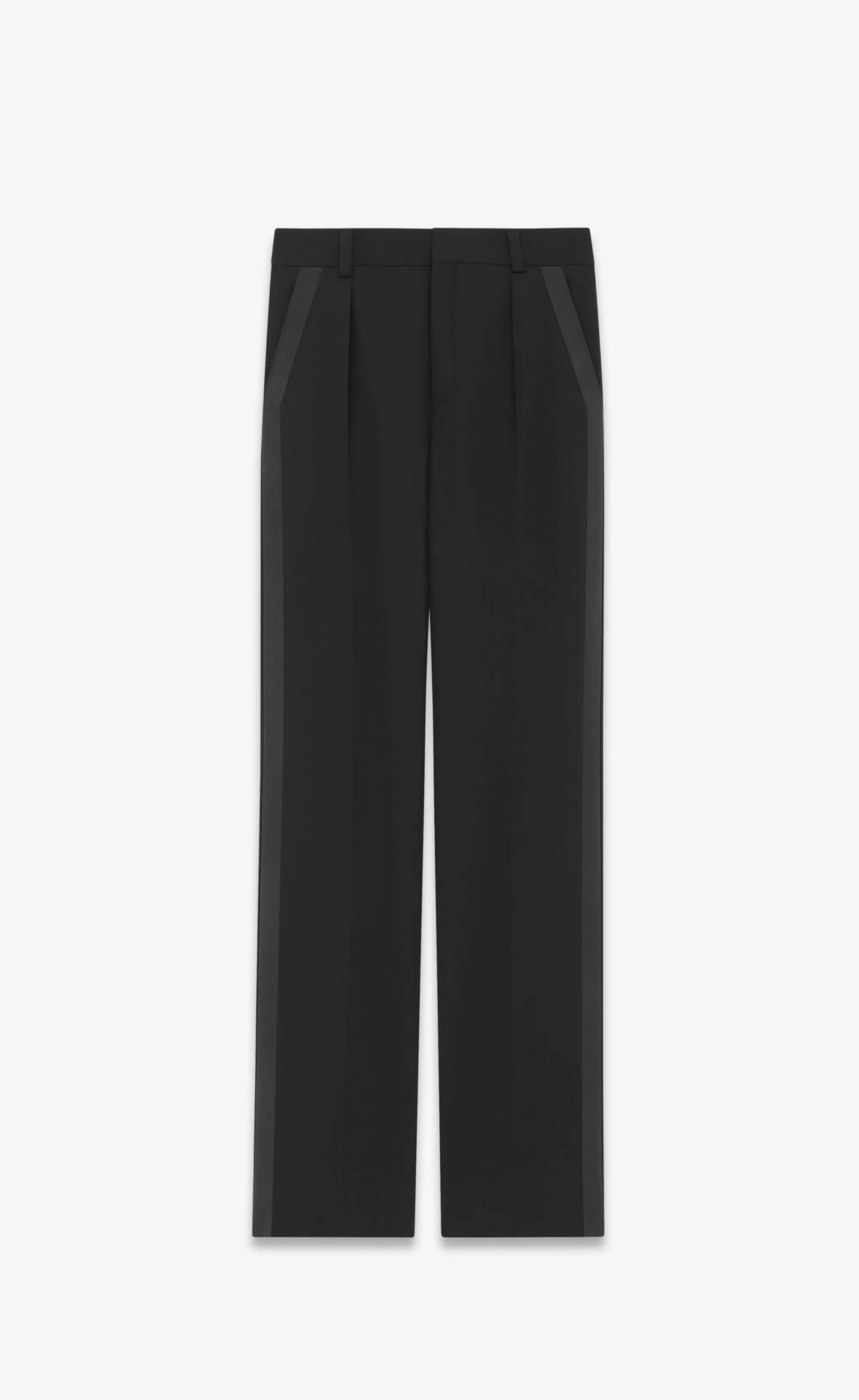 Saint Laurent ALL READY TO WEAR | SMOKING^STRAIGHT TUXEDO PANTS IN GRAIN DE POUDRE | | YSL.com