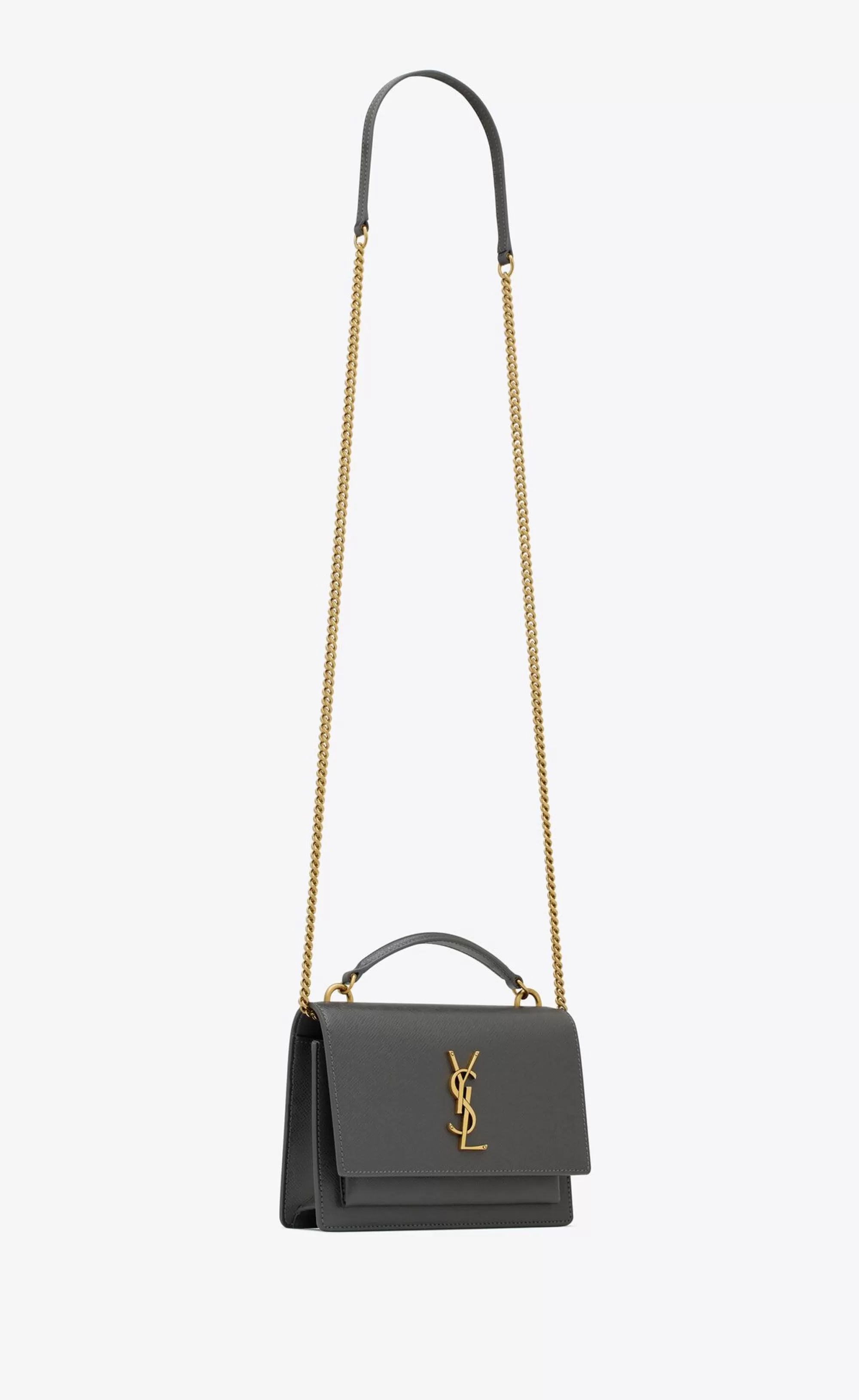 Women Saint Laurent MINI BAGS | SUNSET^Sunset Chain Wallet In COATED BARK LEATHER | | YSL.com