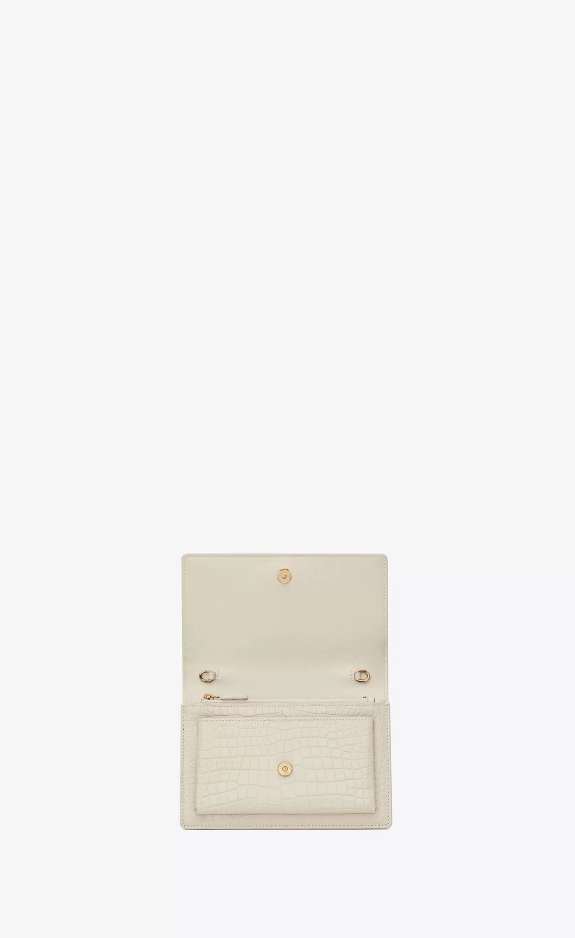 Women Saint Laurent MINI BAGS | SUNSET^SUNSET Chain Wallet In Crocodile-embossed Shiny Leather | | YSL.com