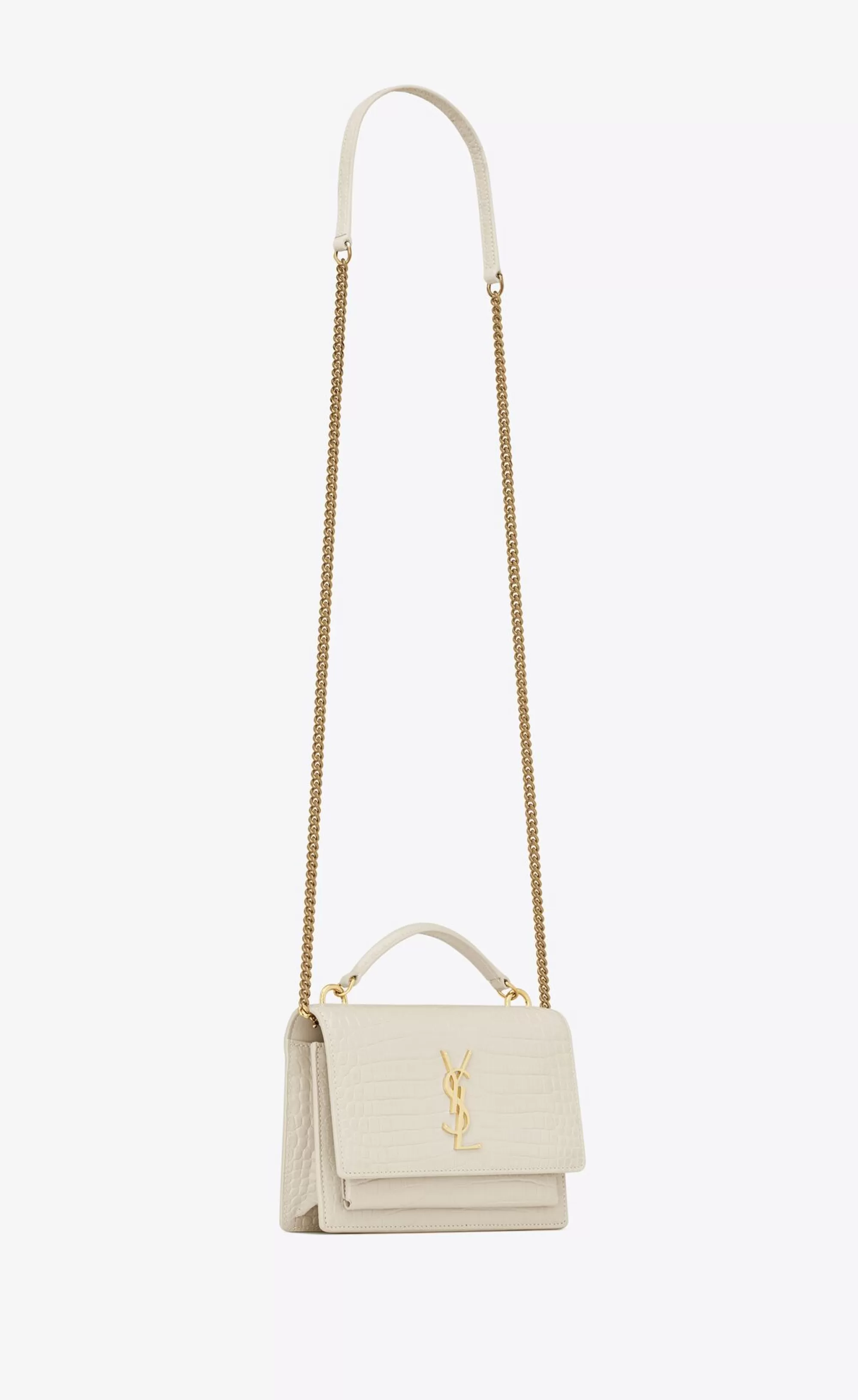 Women Saint Laurent MINI BAGS | SUNSET^SUNSET Chain Wallet In Crocodile-embossed Shiny Leather | | YSL.com