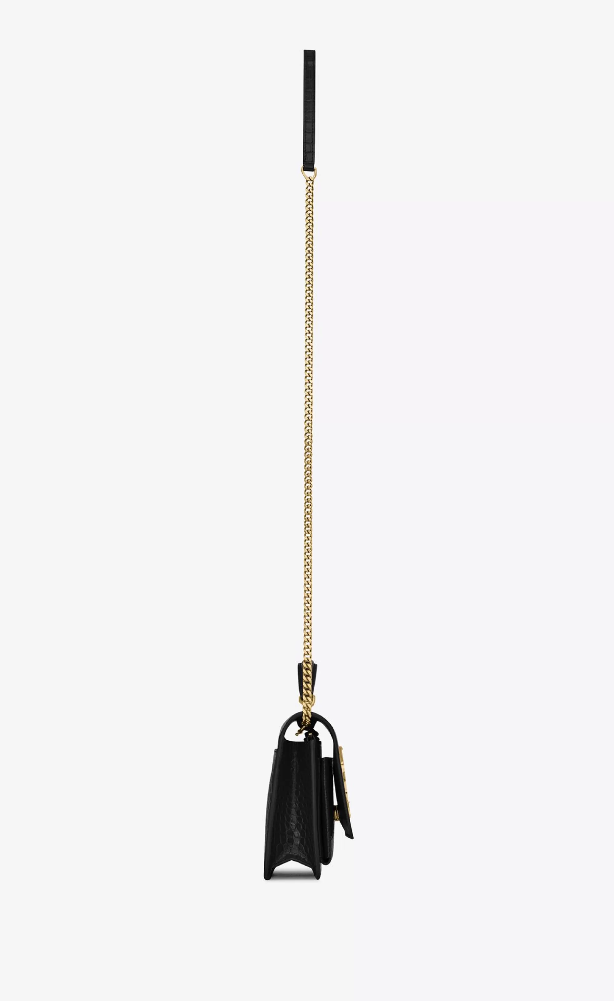 Women Saint Laurent MINI BAGS | SUNSET^SUNSET Chain Wallet In Crocodile-embossed Shiny Leather | | YSL.com
