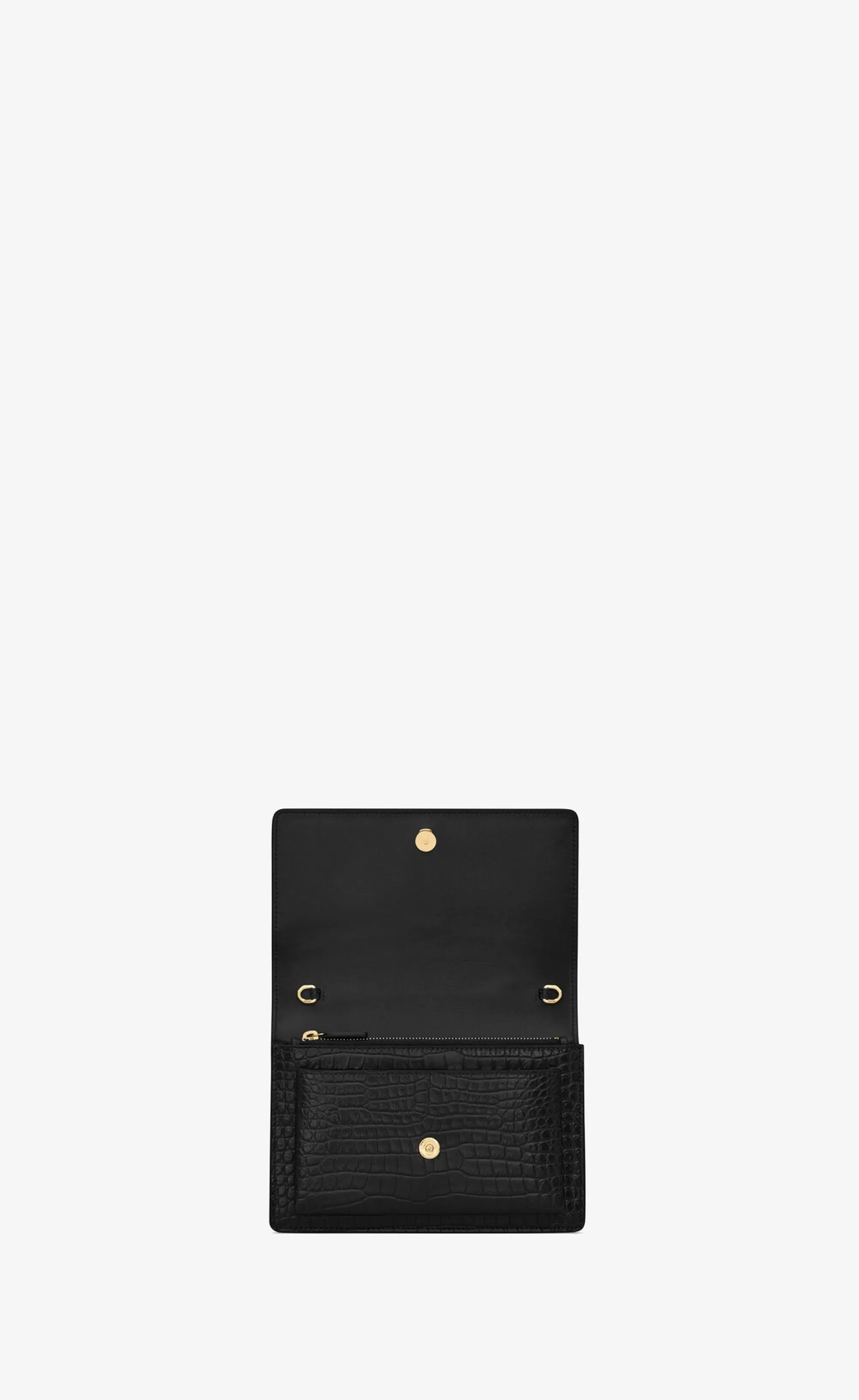 Women Saint Laurent MINI BAGS | SUNSET^SUNSET Chain Wallet In Crocodile-embossed Shiny Leather | | YSL.com