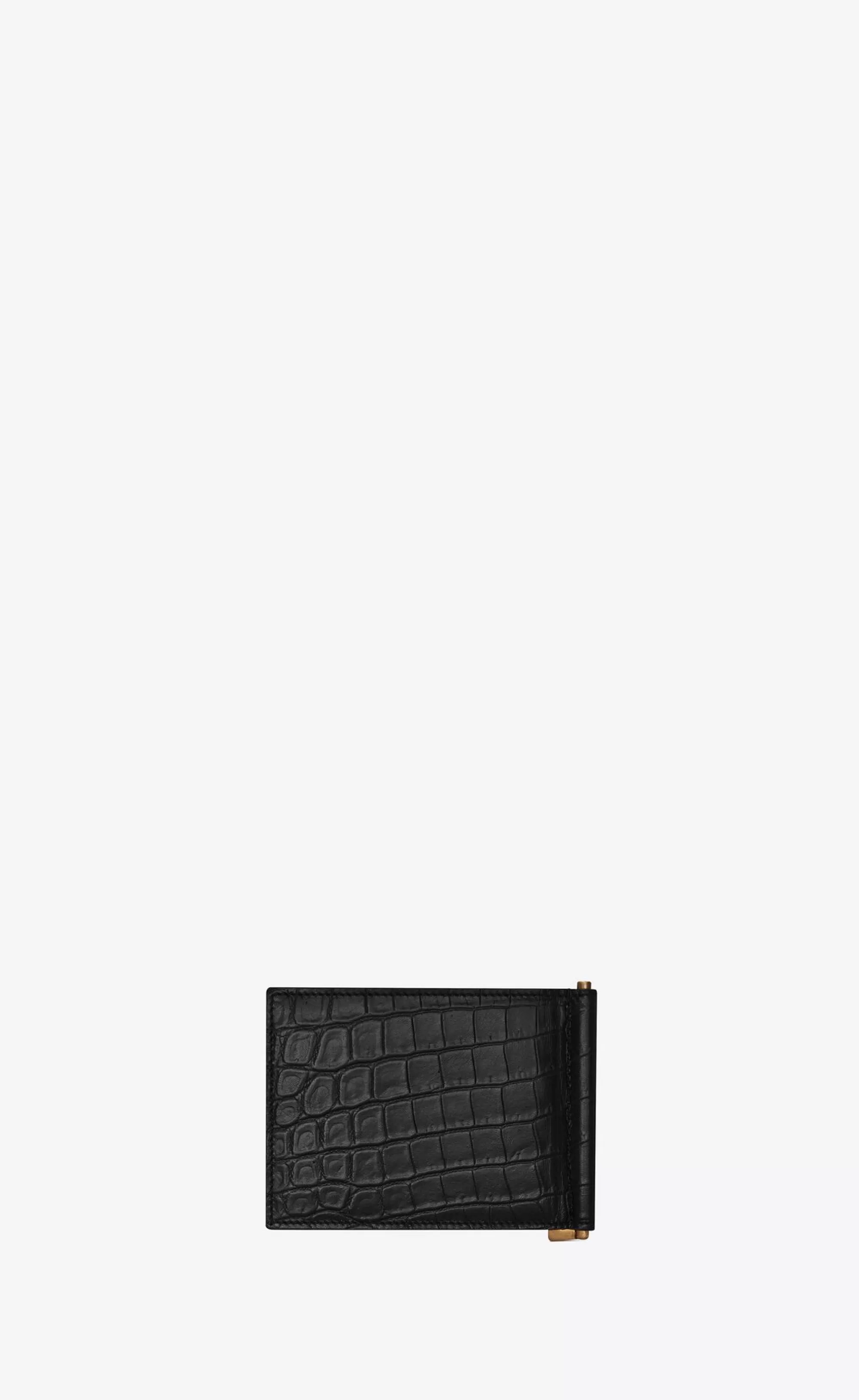 Saint Laurent WALLETS^TINY CASSANDRE Bill Clip Wallet In CROCODILE-EMBOSSED Matte Leather | | YSL.com