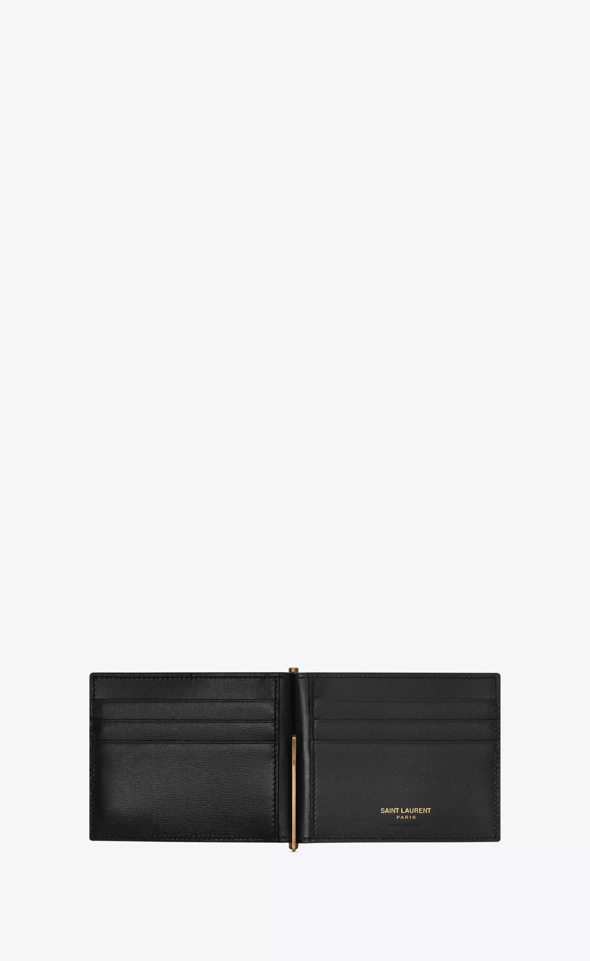 Saint Laurent WALLETS^TINY CASSANDRE Bill Clip Wallet In Shiny Leather | | YSL.com